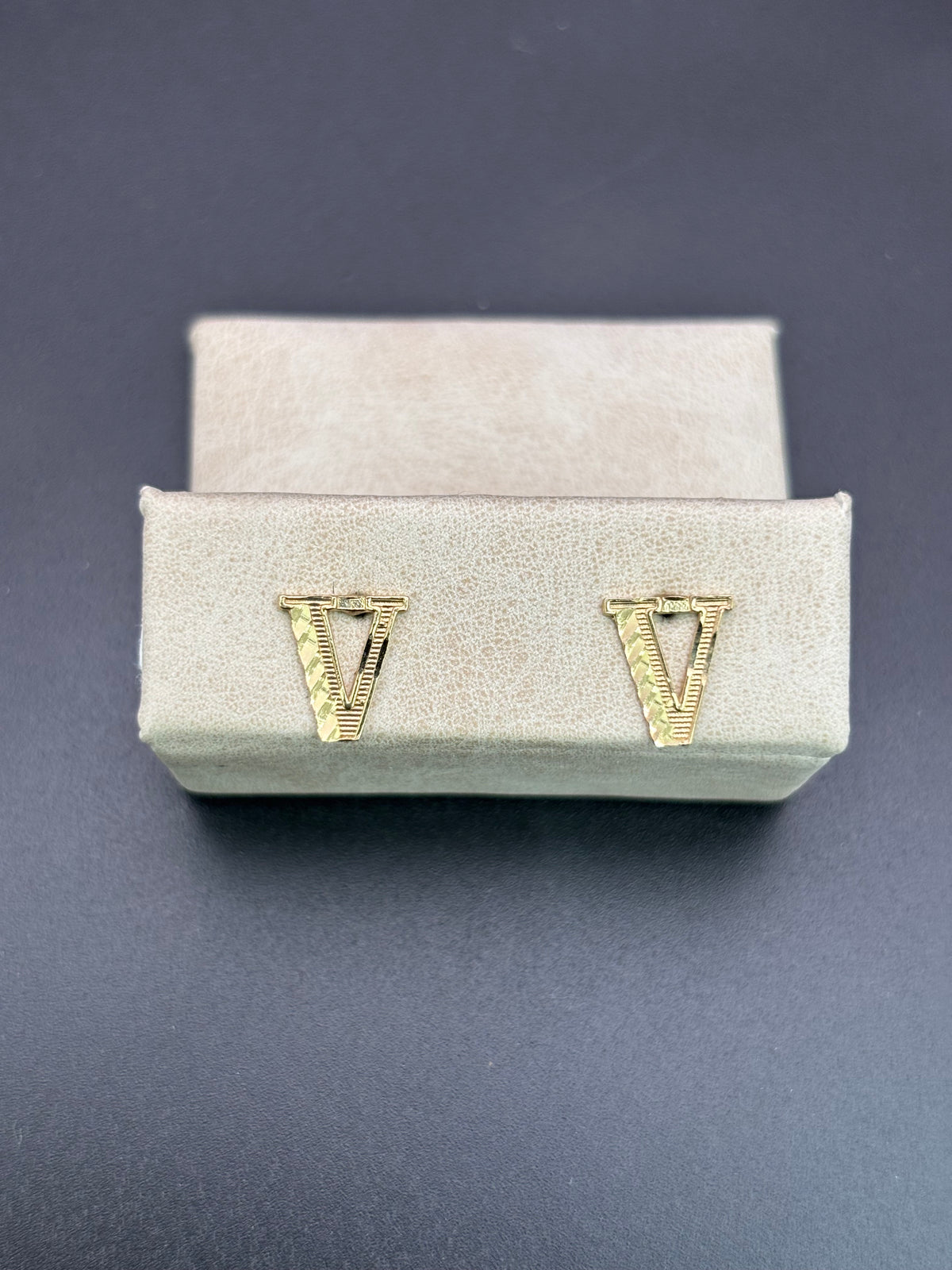 14k Solid Gold Earrings Letter V