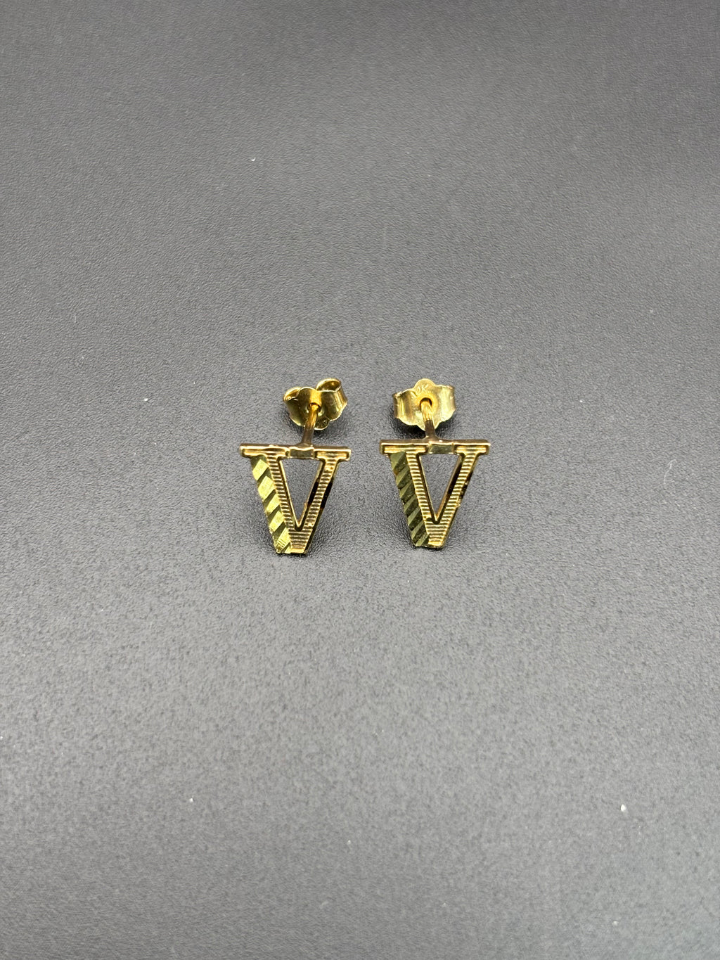 14k Solid Gold Earrings Letter V
