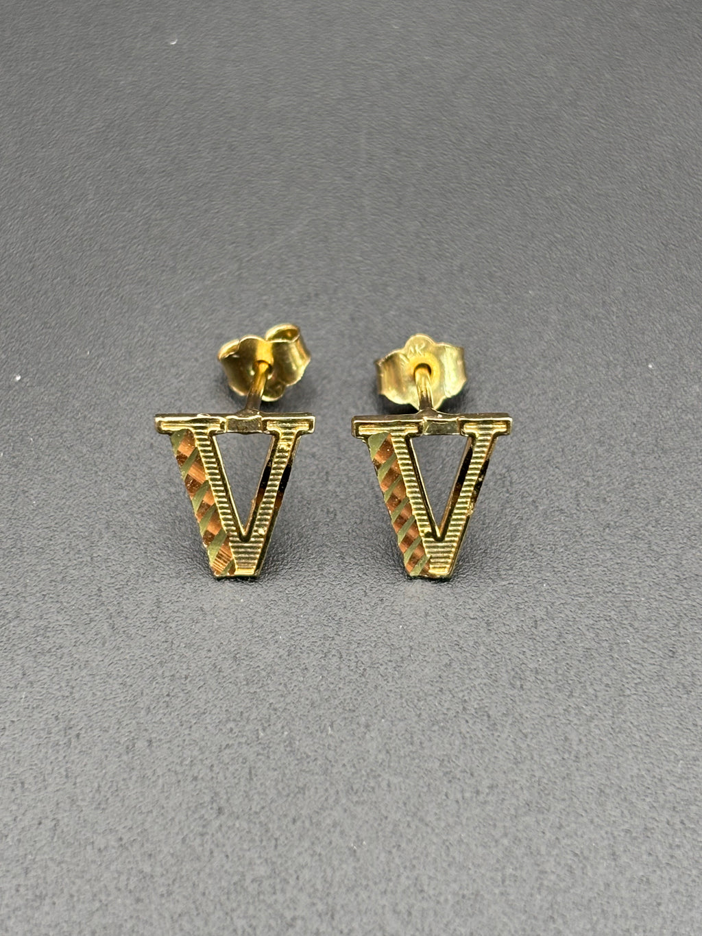 14k Solid Gold Earrings Letter V