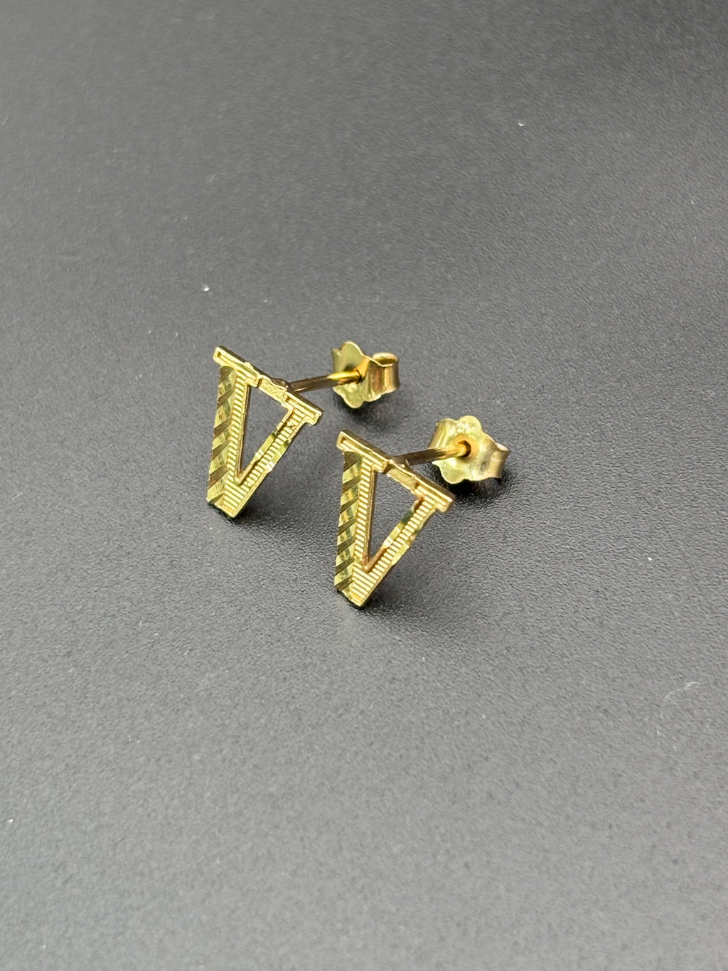 14k Solid Gold Earrings Letter V