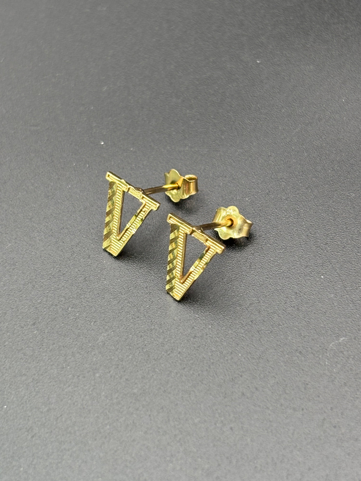 14k Solid Gold Earrings Letter V