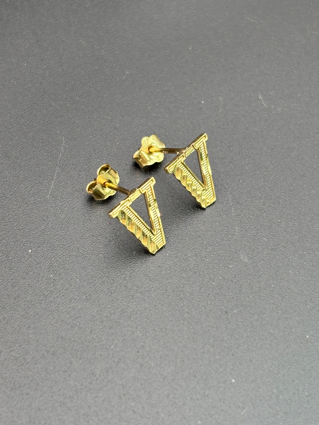 14k Solid Gold Earrings Letter V