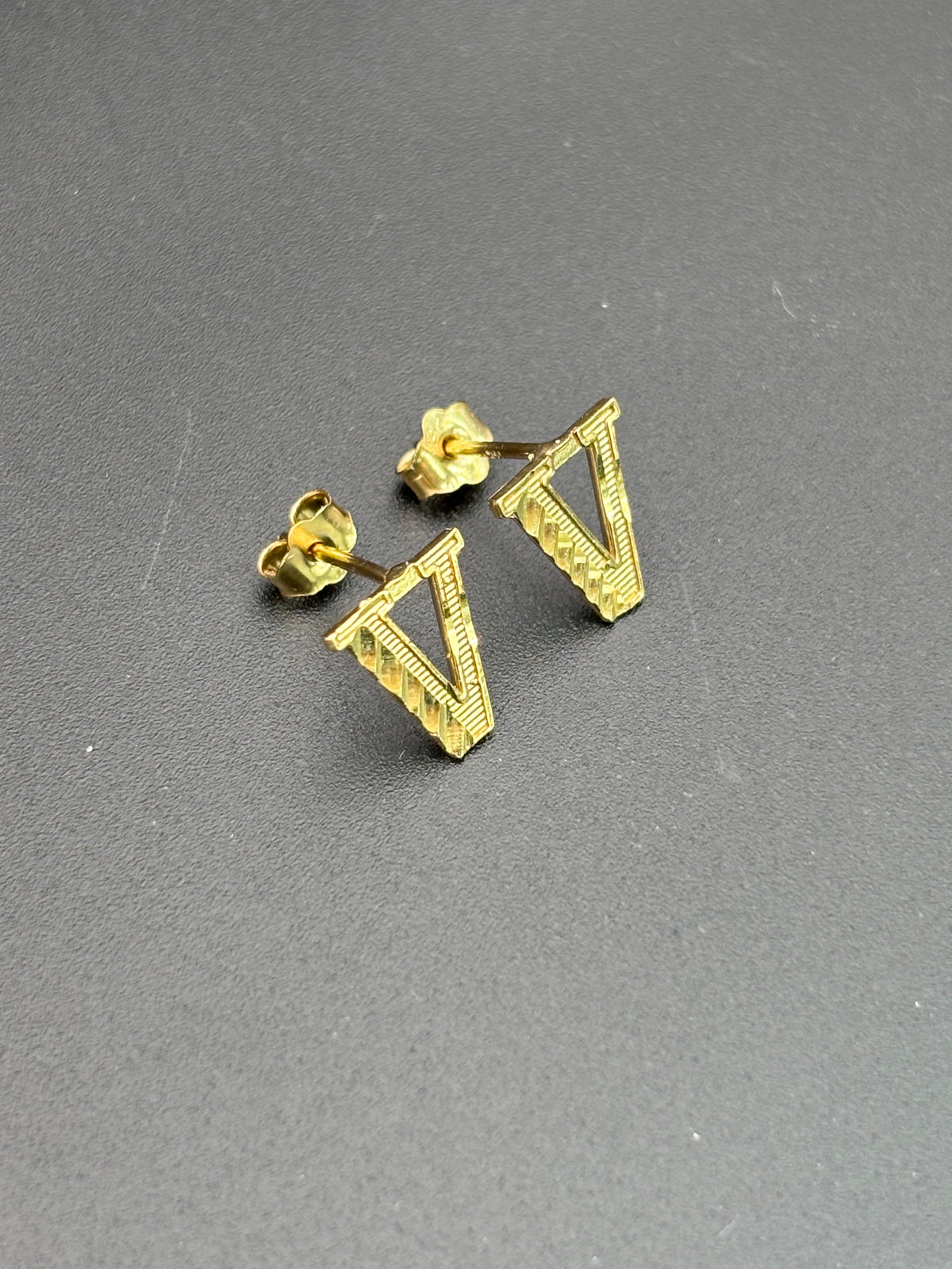 14k Solid Gold Earrings Letter V