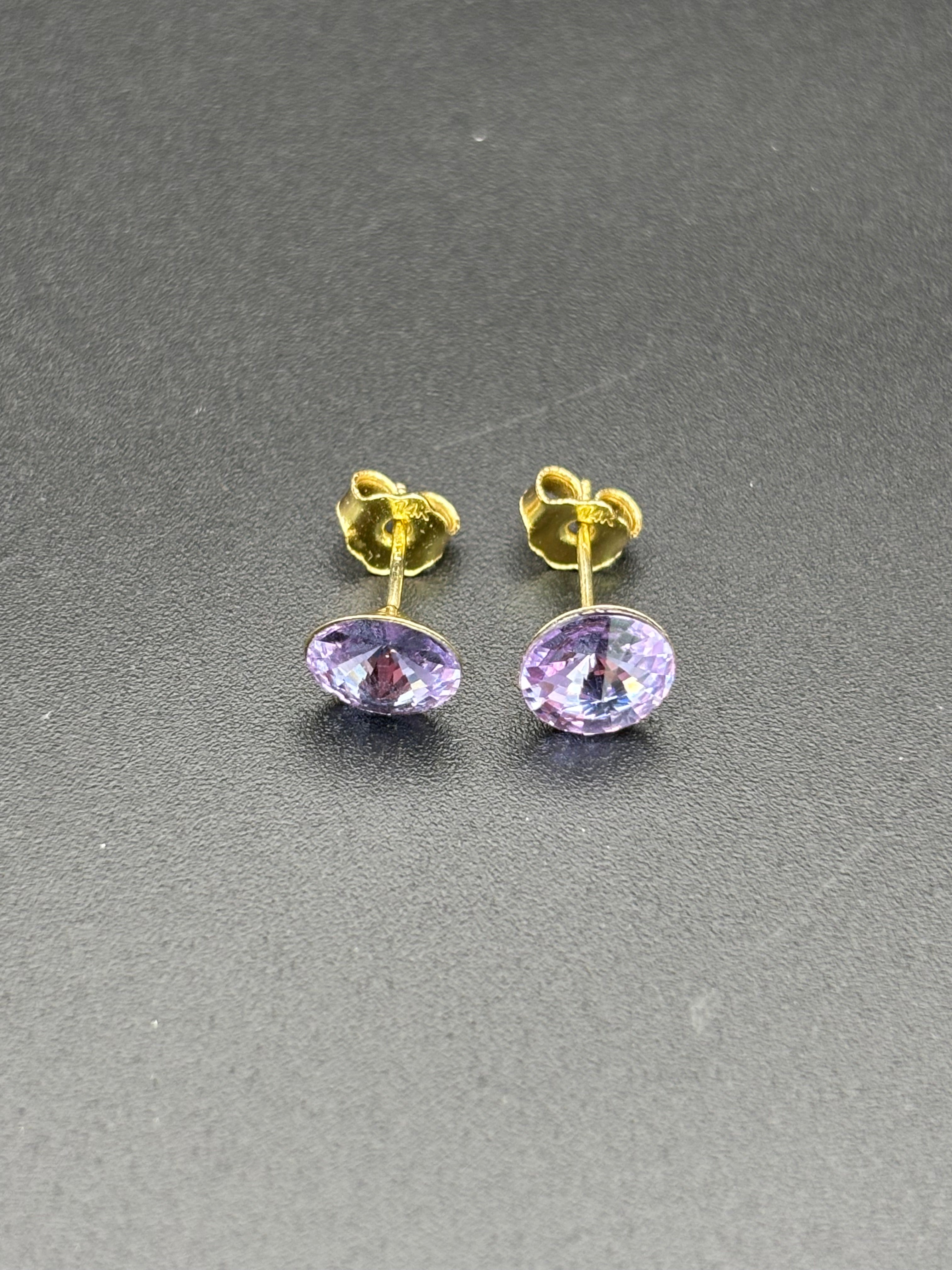 14k Solid Gold Earrings Purple