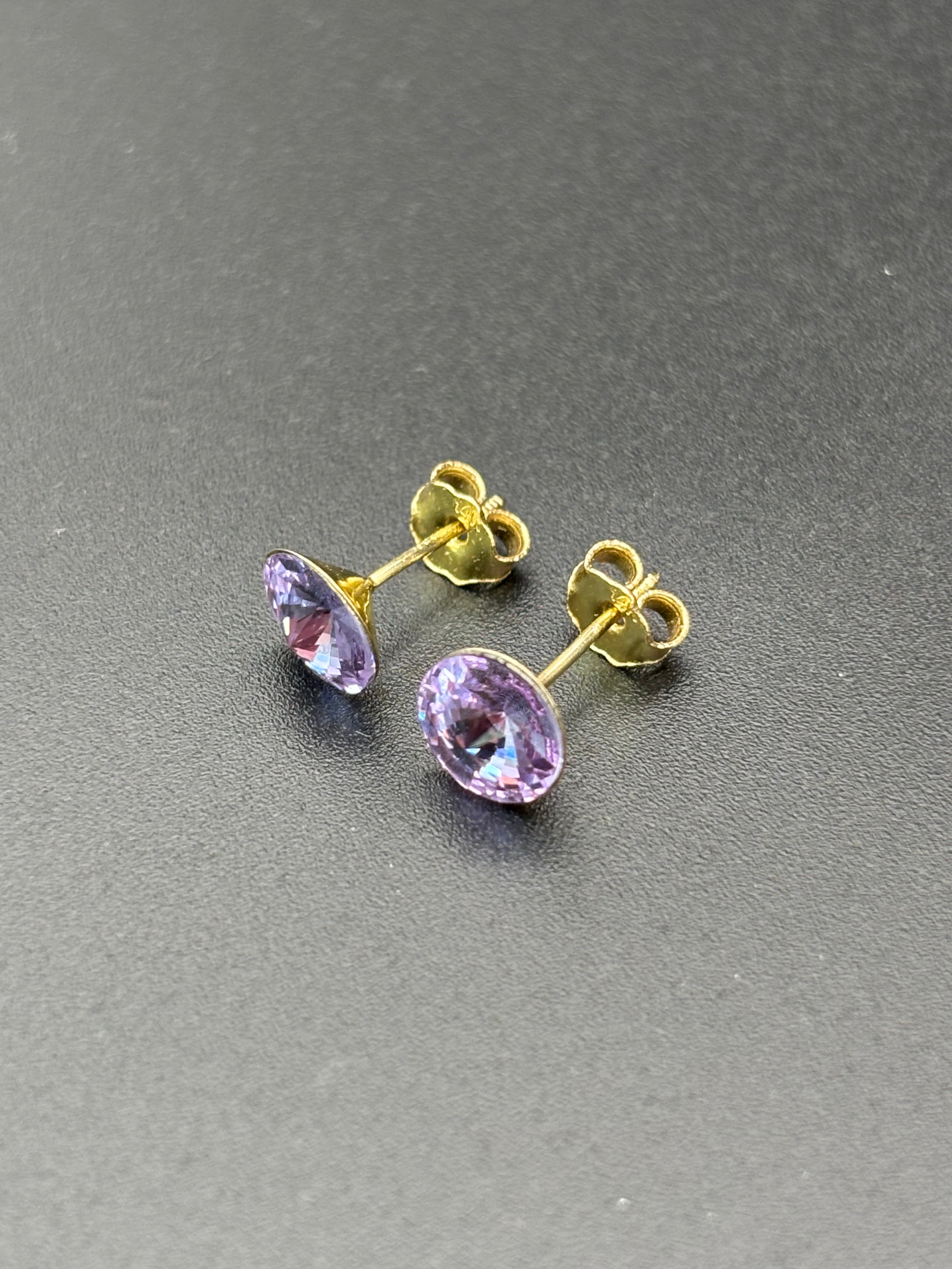 14k Solid Gold Earrings Purple