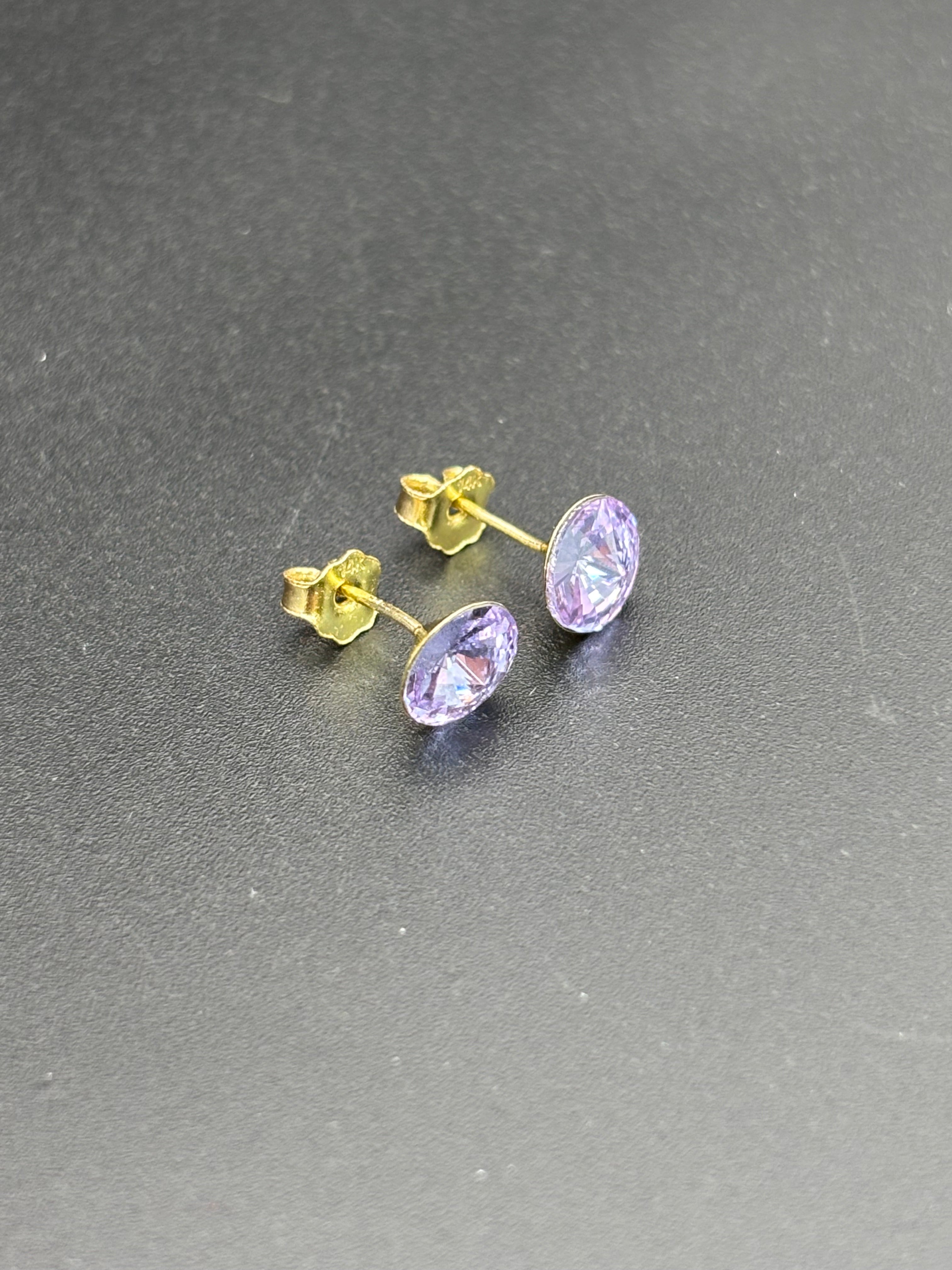14k Solid Gold Earrings Purple