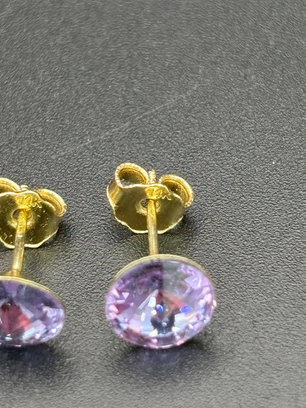 14k Solid Gold Earrings Purple