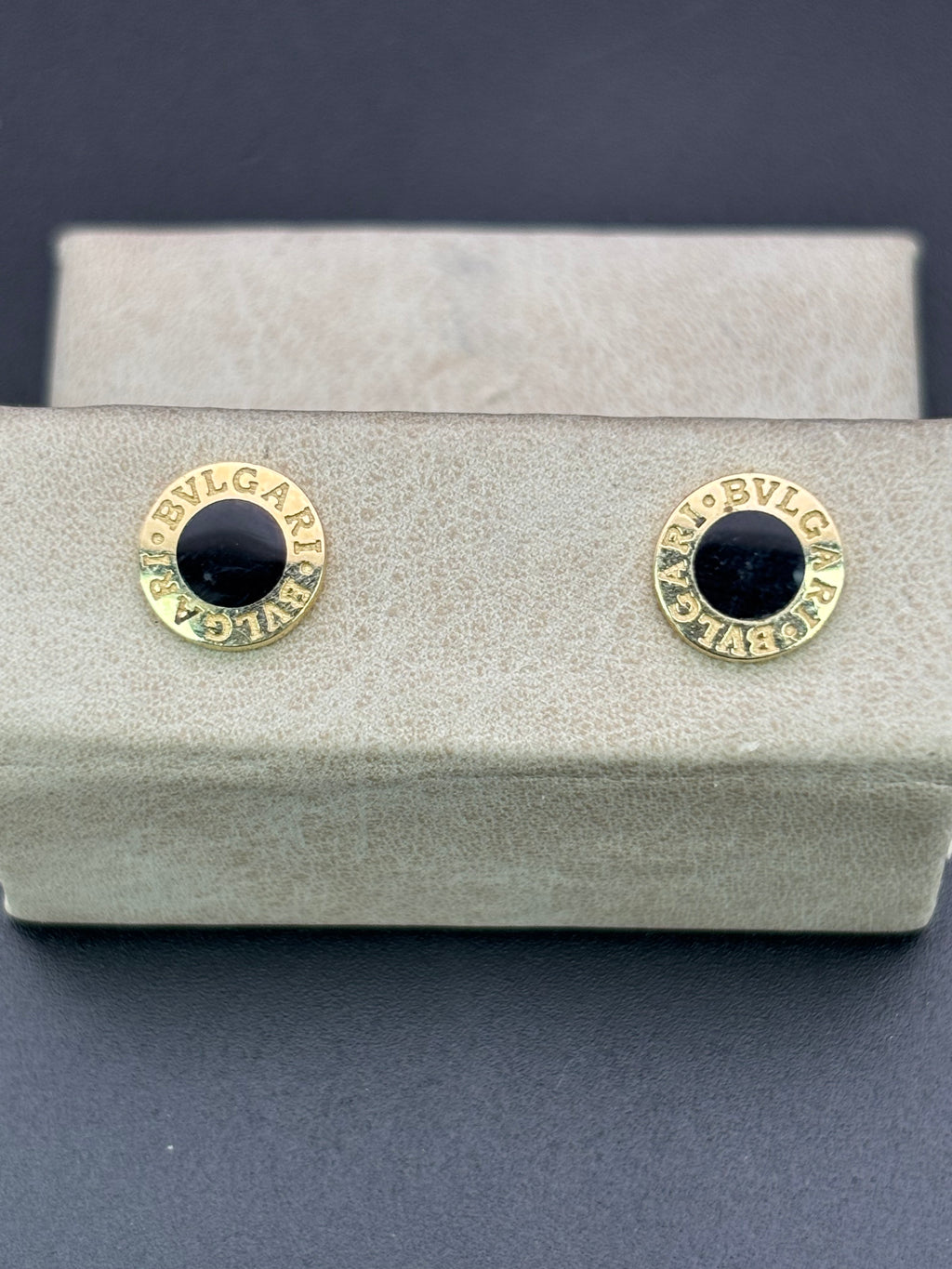 14k Solid Gold Earrings BVLGARI Black