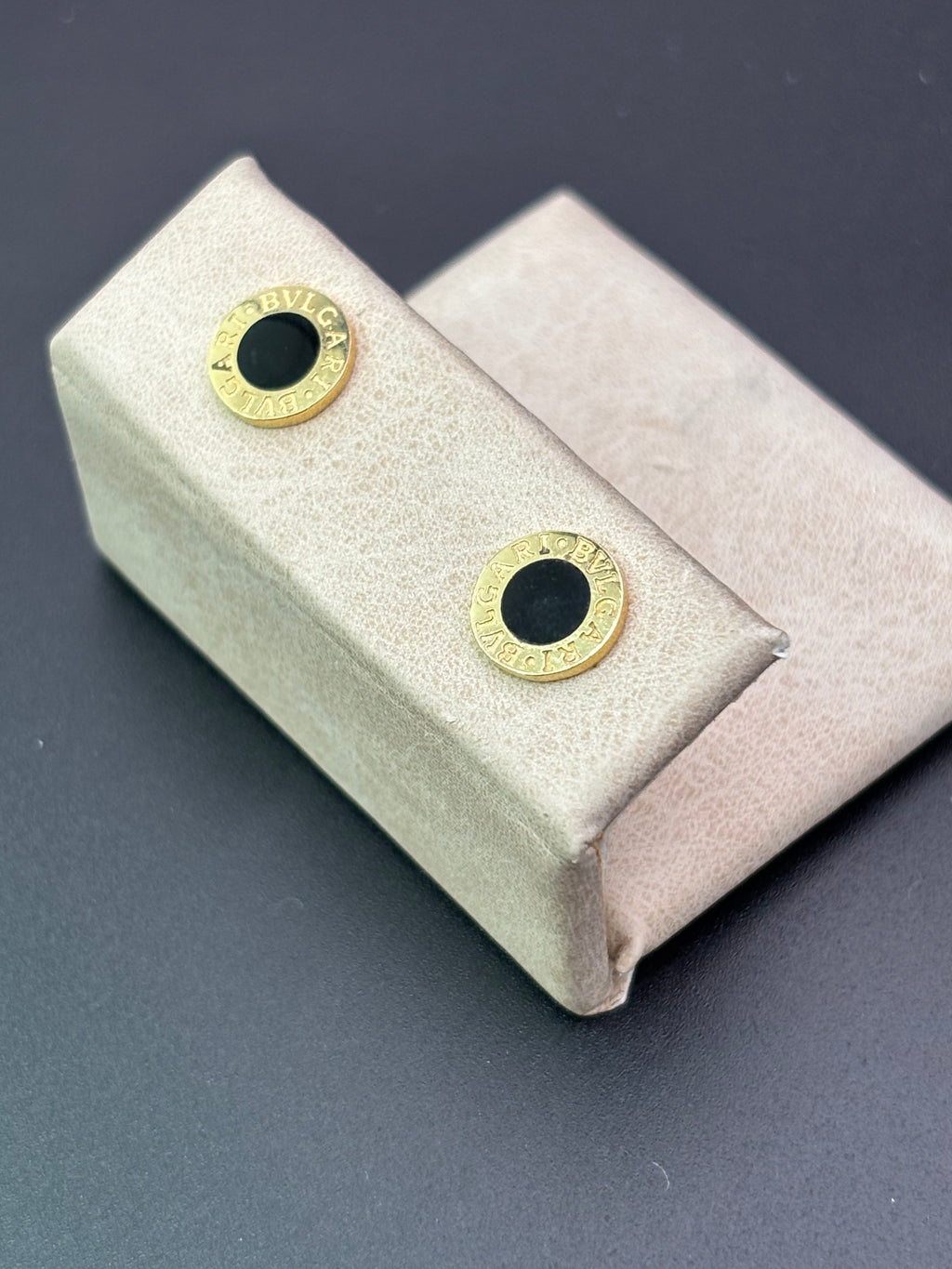 14k Solid Gold Earrings BVLGARI Black