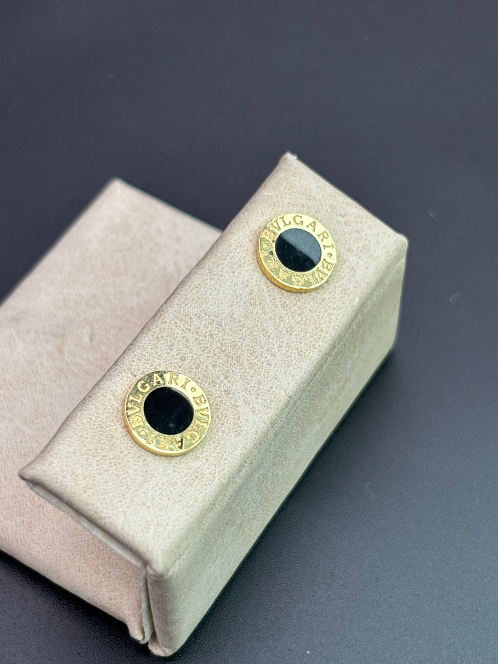 14k Solid Gold Earrings BVLGARI Black