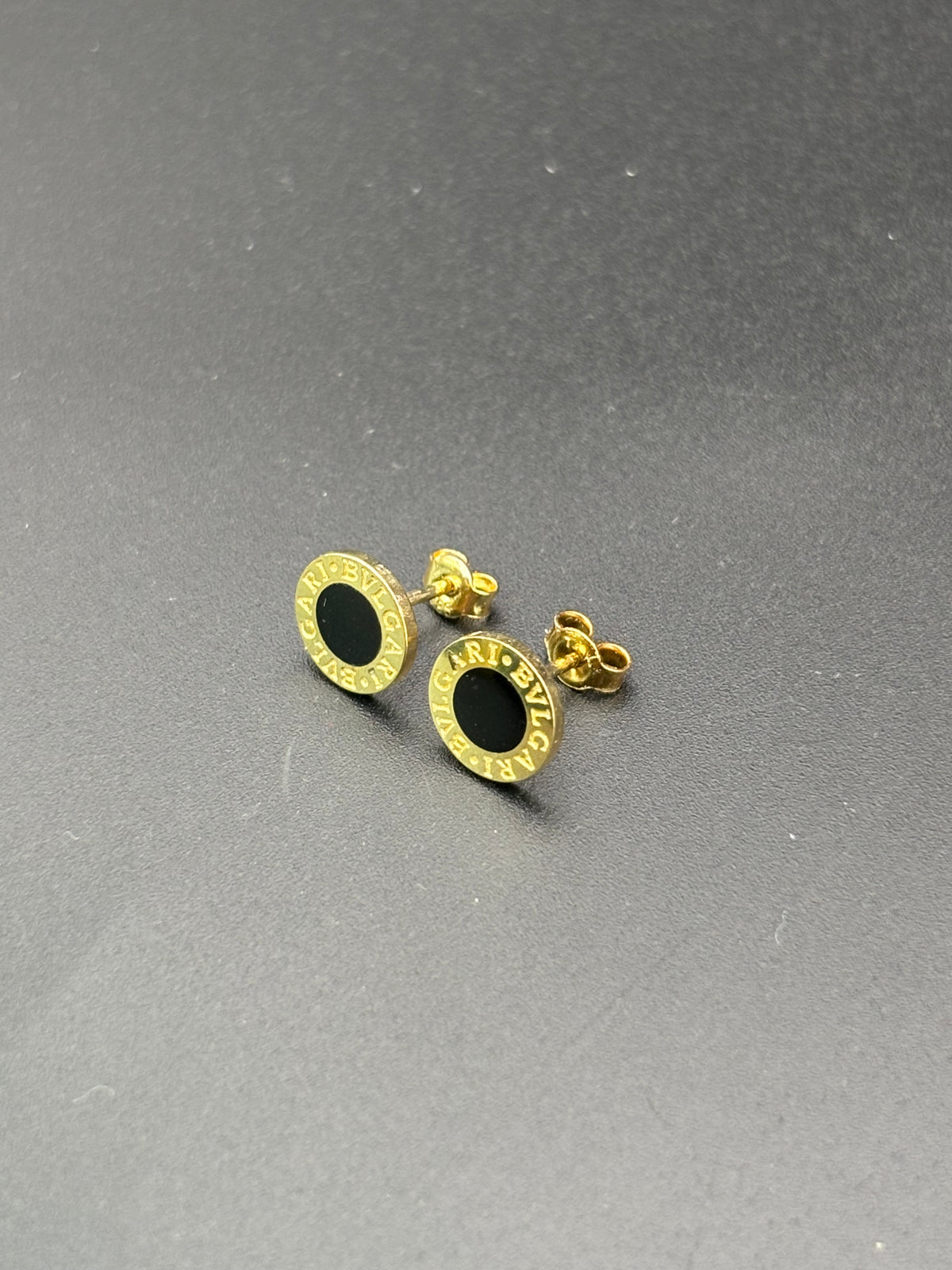 14k Solid Gold Earrings BVLGARI Black