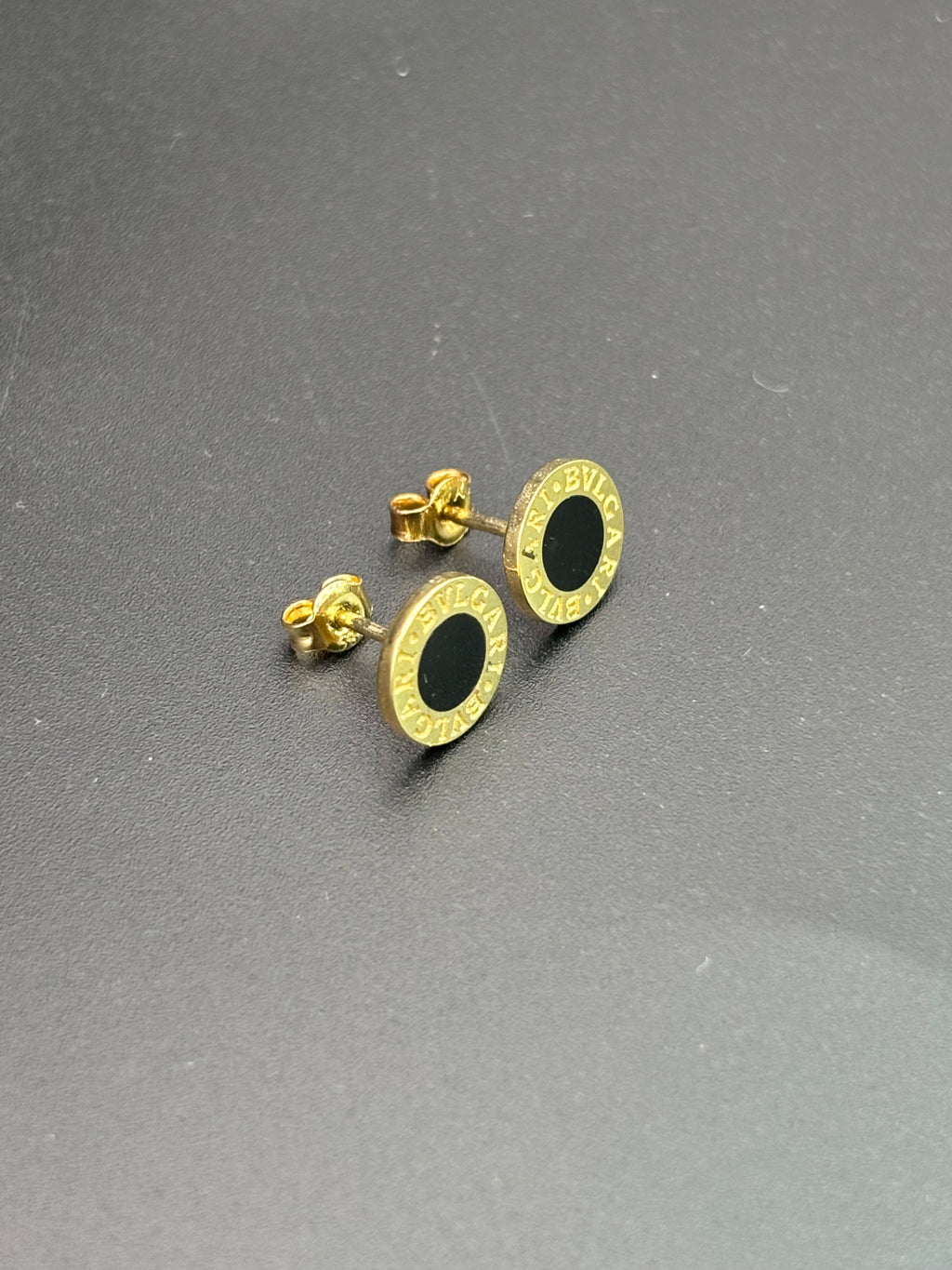 14k Solid Gold Earrings BVLGARI Black