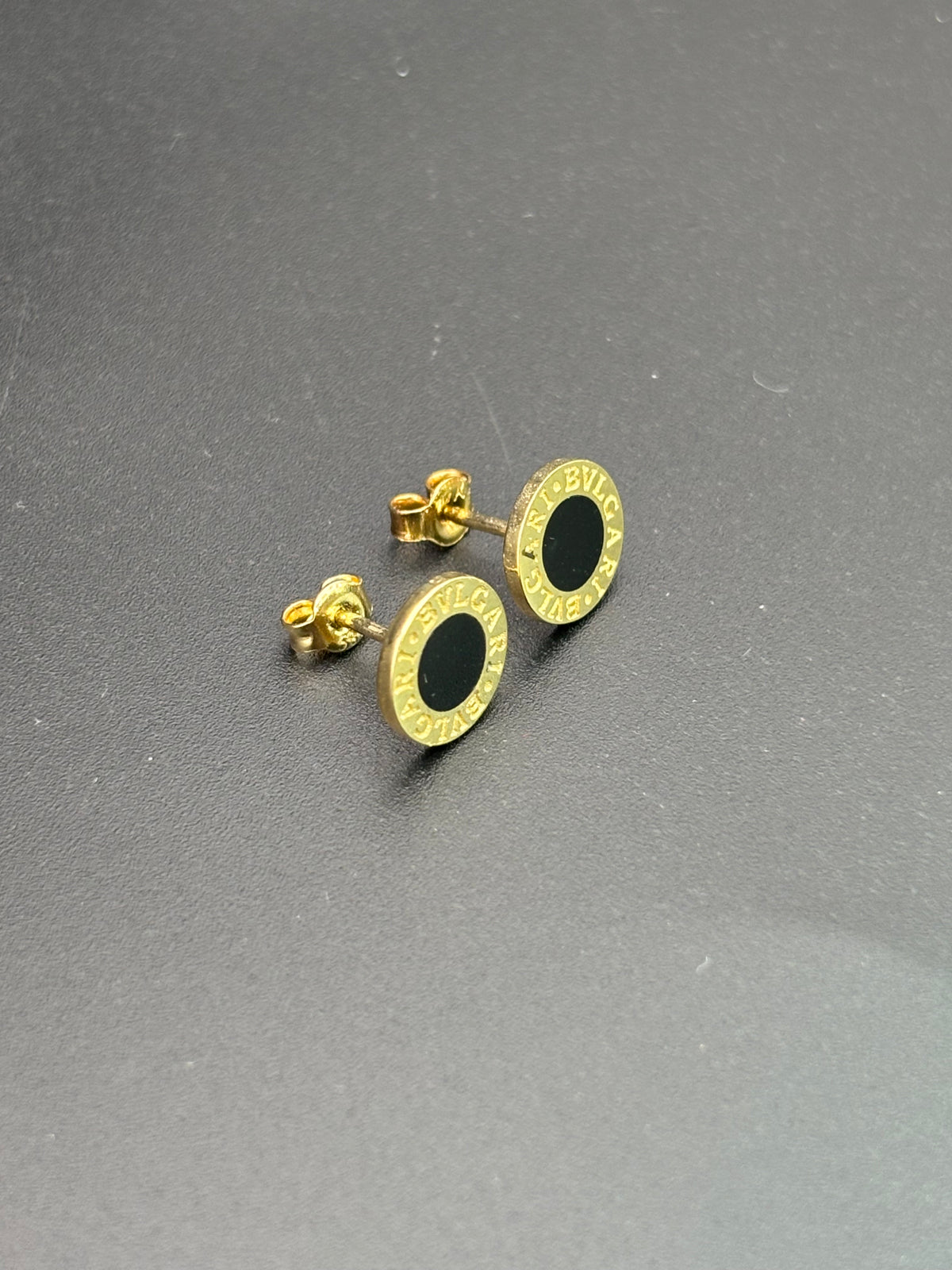 14k Solid Gold Earrings BVLGARI Black