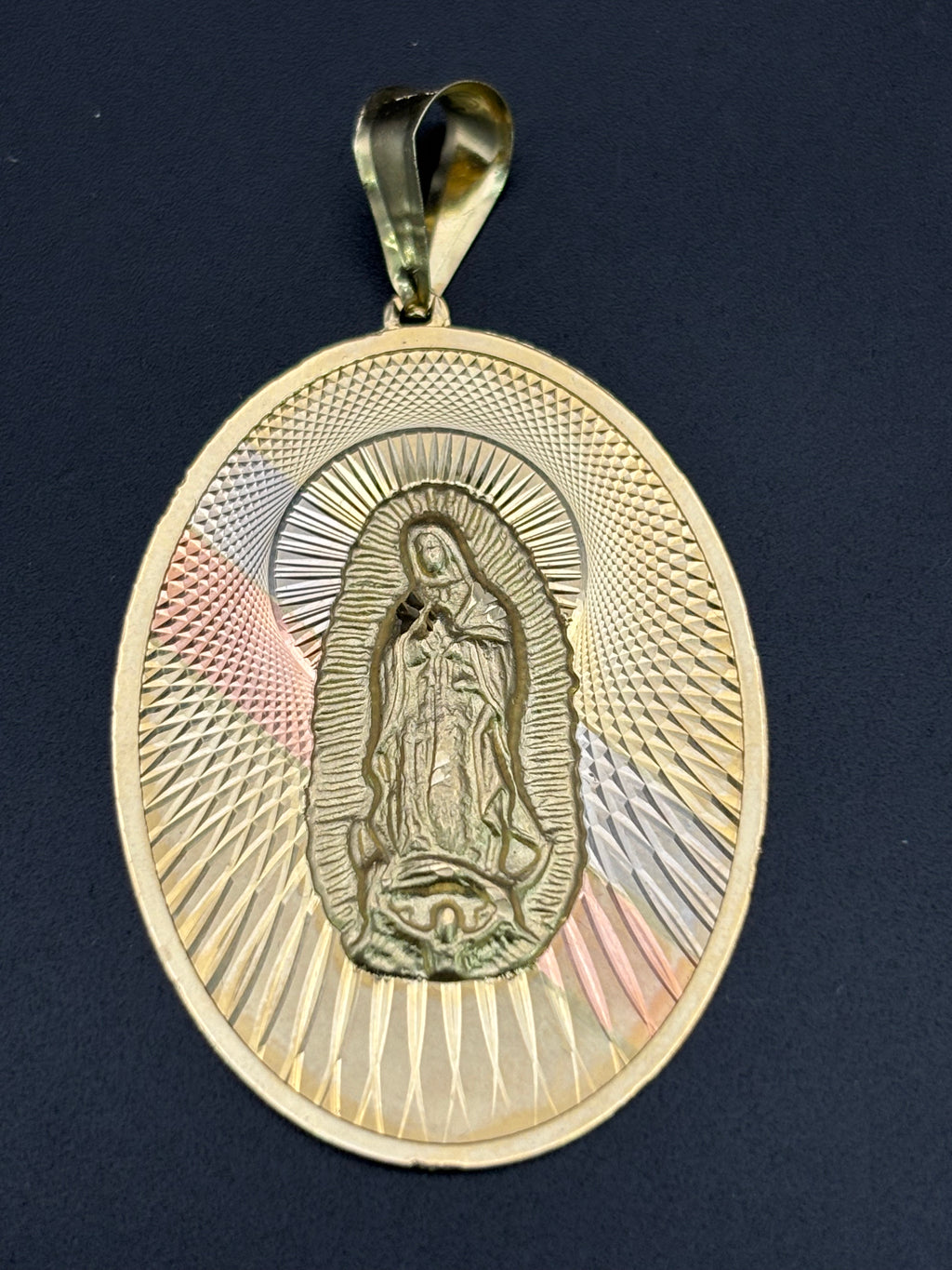 14k Solid Gold Pendant Virgin Mary