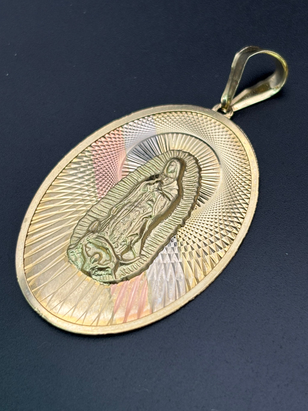 14k Solid Gold Pendant Virgin Mary