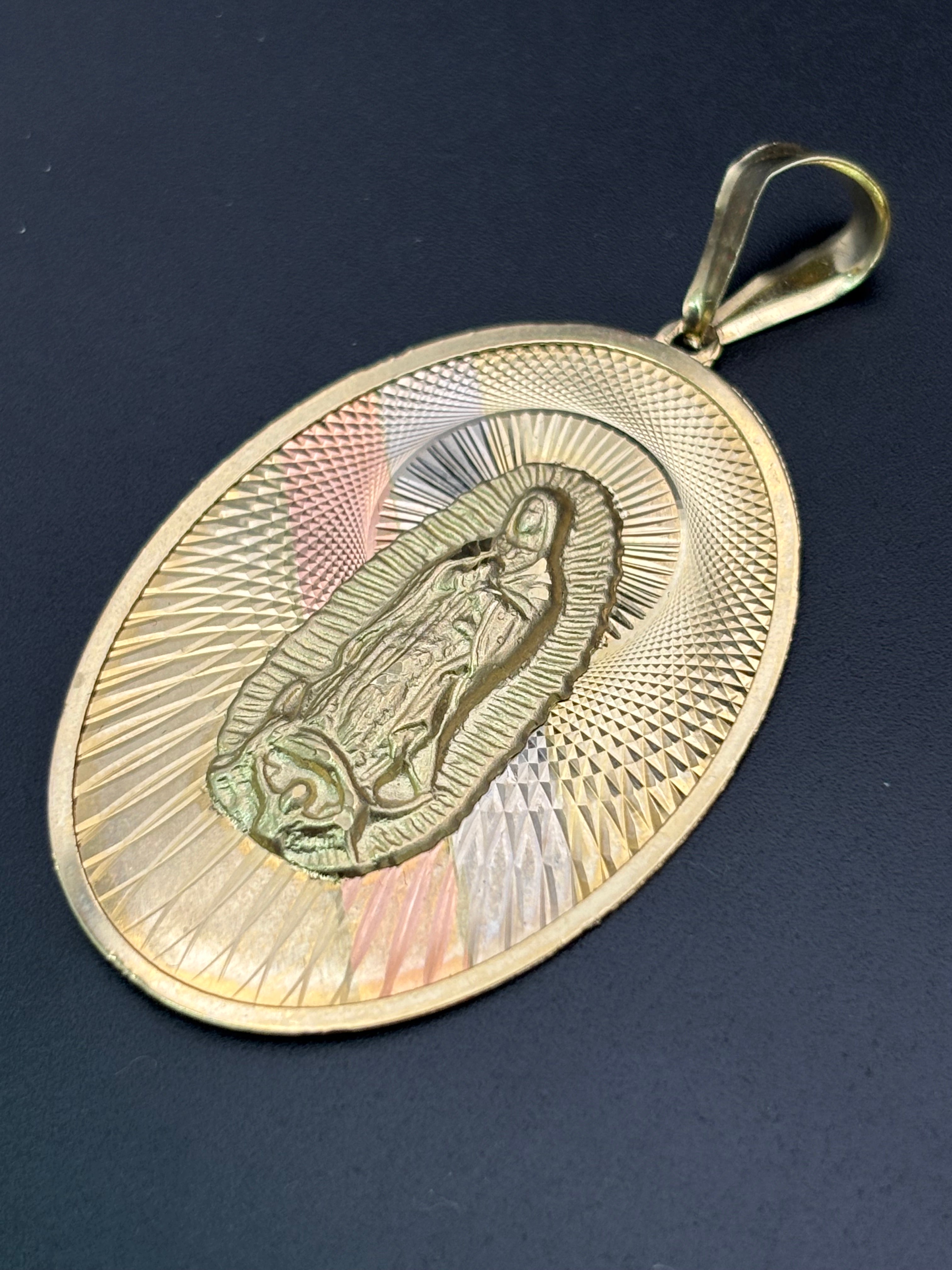 14k Solid Gold Pendant Virgin Mary