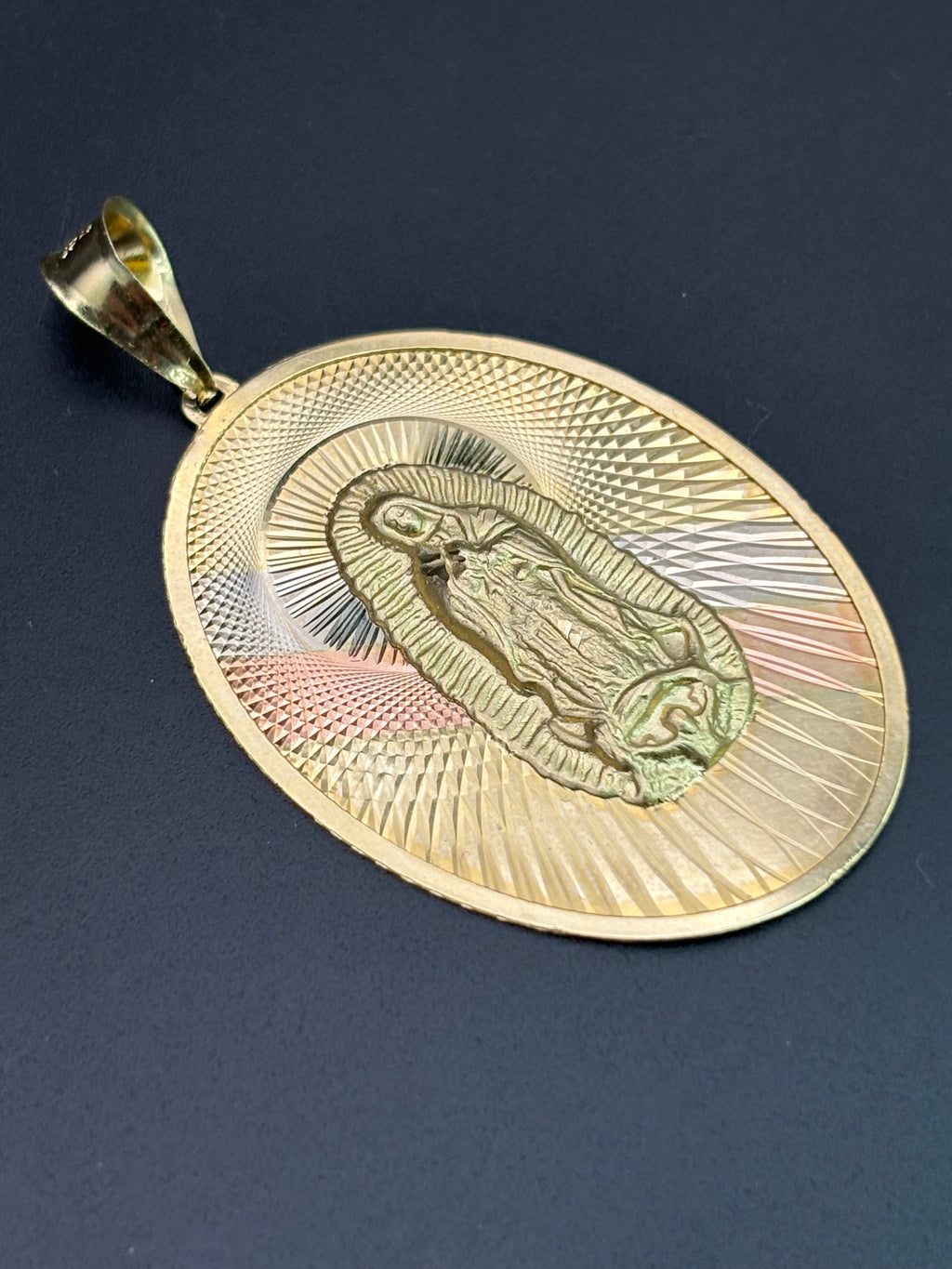 14k Solid Gold Pendant Virgin Mary