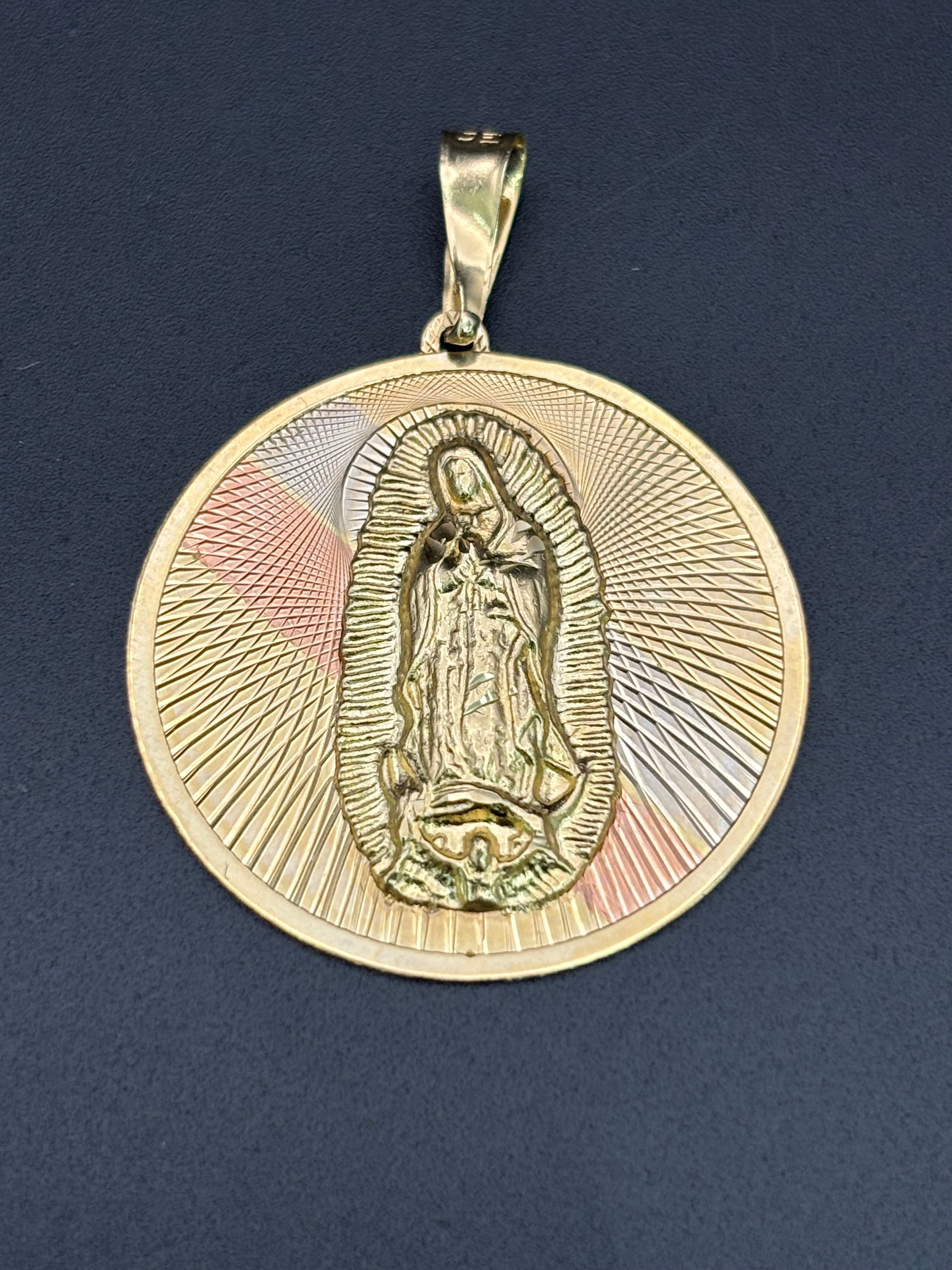 14k Solid Gold Pendant Virgin Mary
