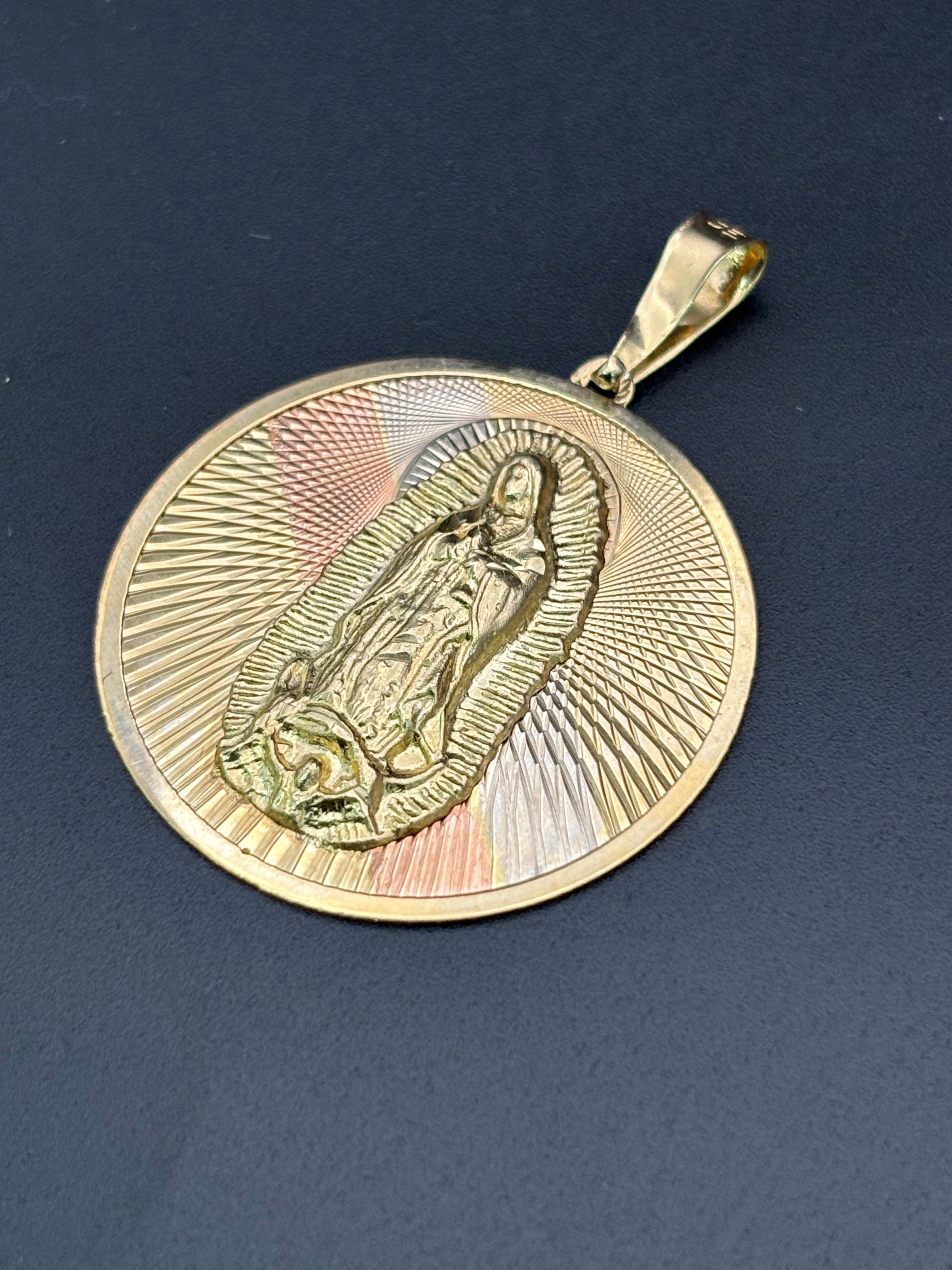 14k Solid Gold Pendant Virgin Mary