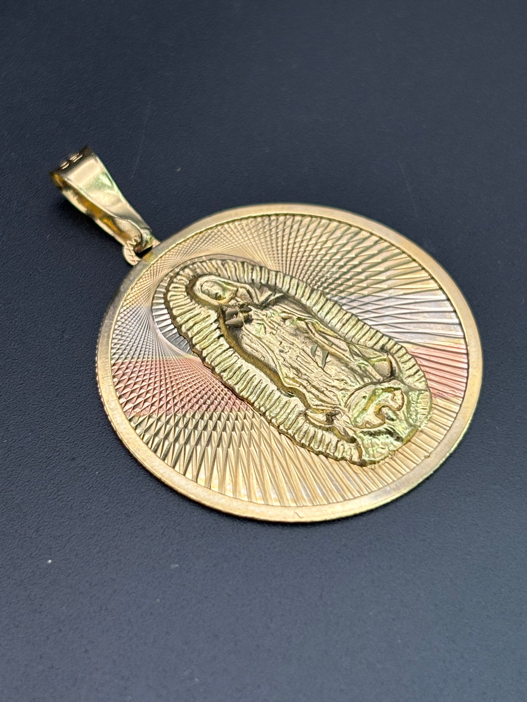 14k Solid Gold Pendant Virgin Mary