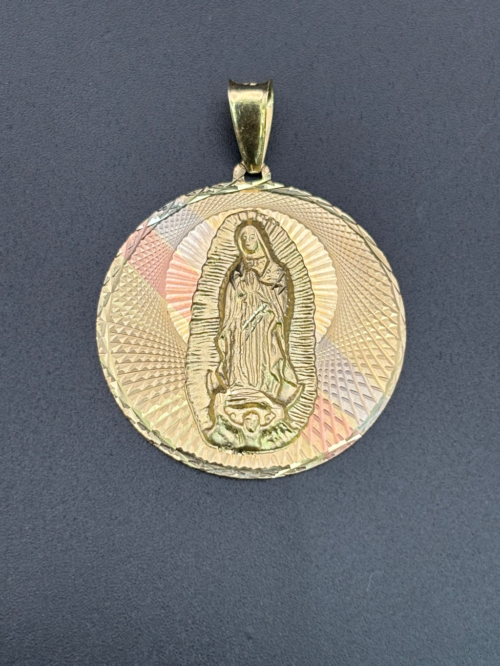 14k Solid Gold Pendant Virgin Mary