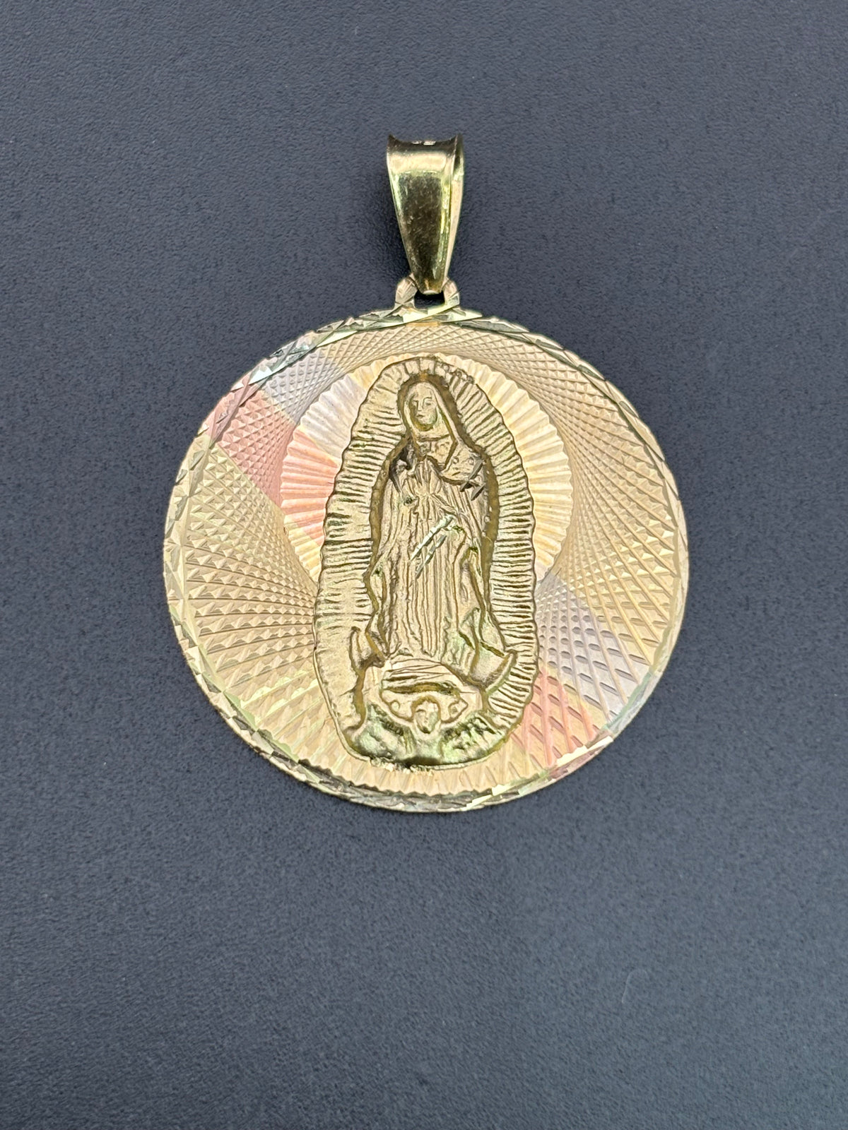 14k Solid Gold Pendant Virgin Mary