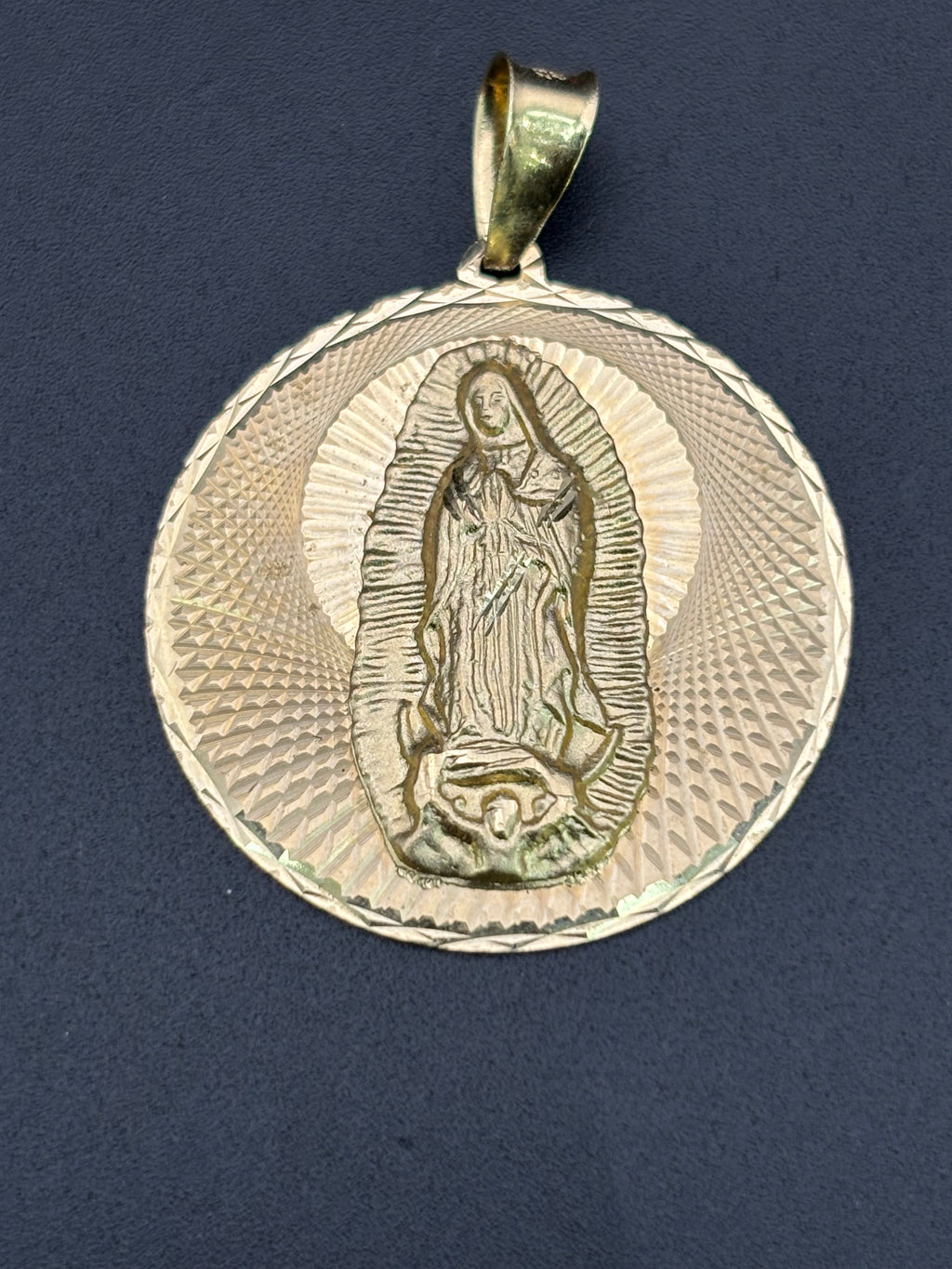 14k Solid Gold Pendant Virgin Mary