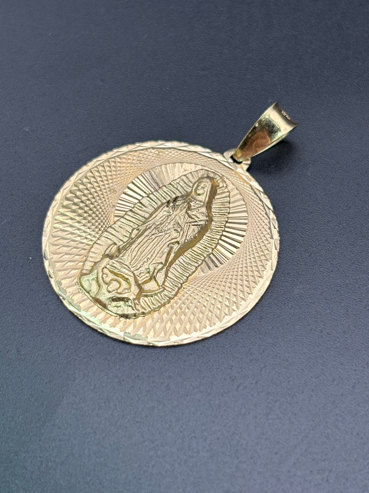 14k Solid Gold Pendant Virgin Mary