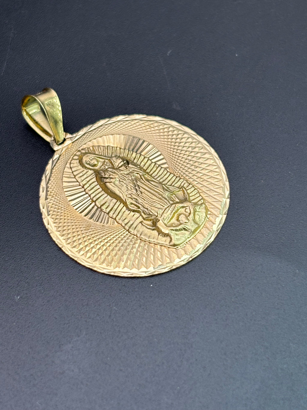 14k Solid Gold Pendant Virgin Mary