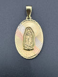 14k Solid Gold Pendant Virgin Mary Jesus