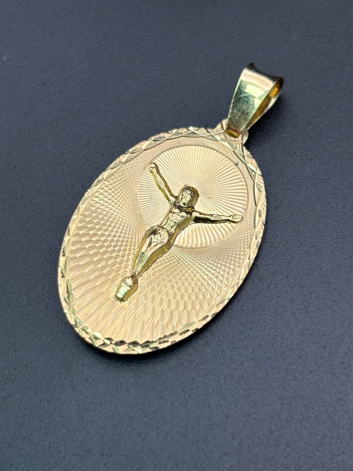 14k Solid Gold Pendant Virgin Mary Jesus
