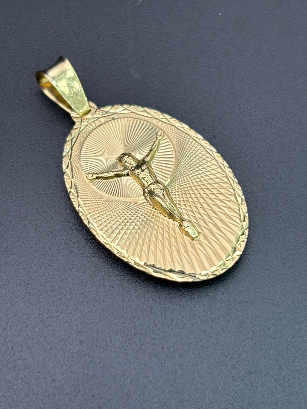 14k Solid Gold Pendant Virgin Mary Jesus