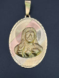14k Solid Gold Pendant Jesus Heart