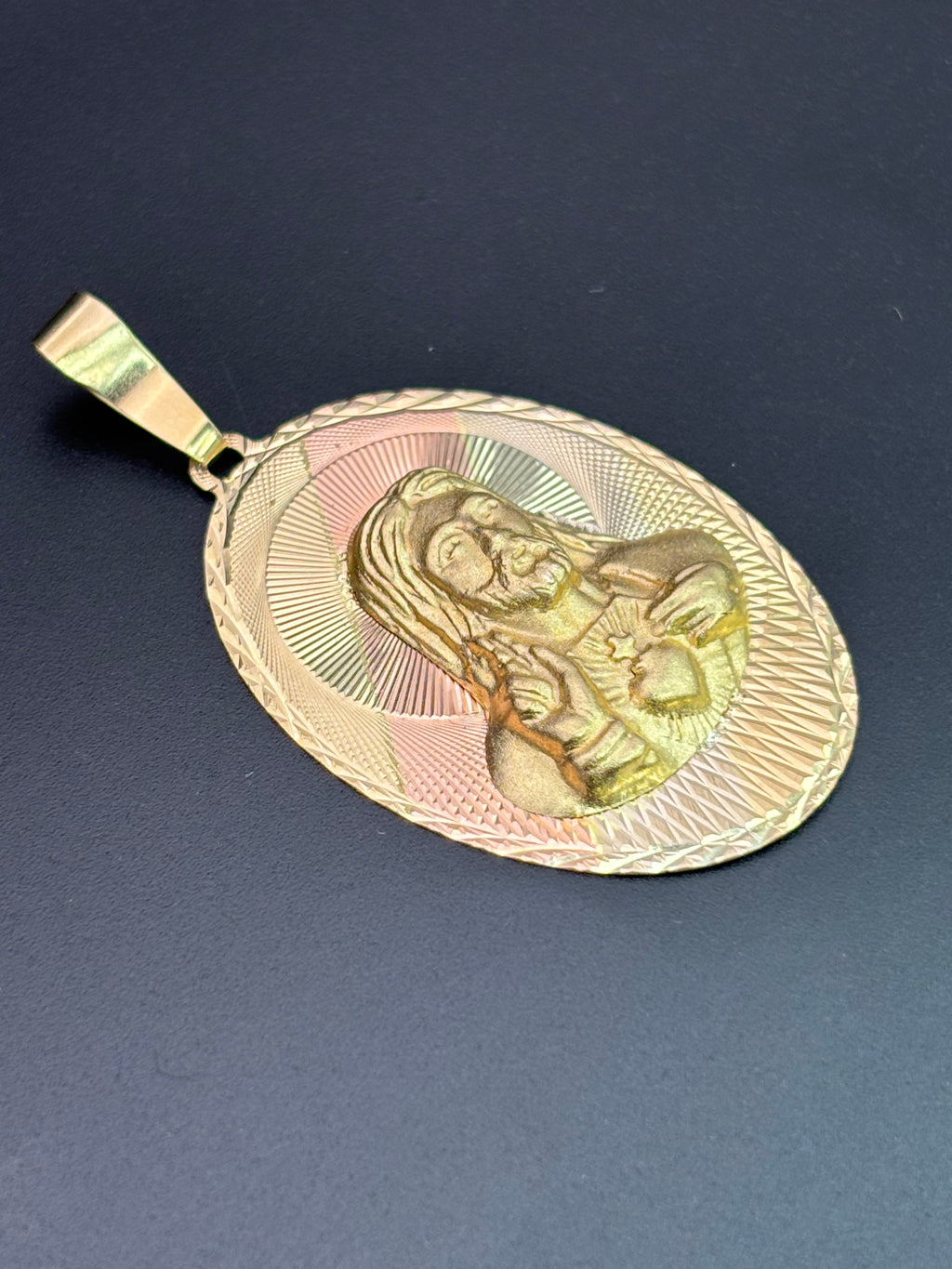 14k Solid Gold Pendant Jesus Heart