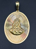 14k Solid Gold Pendant Jesus Christ Heart