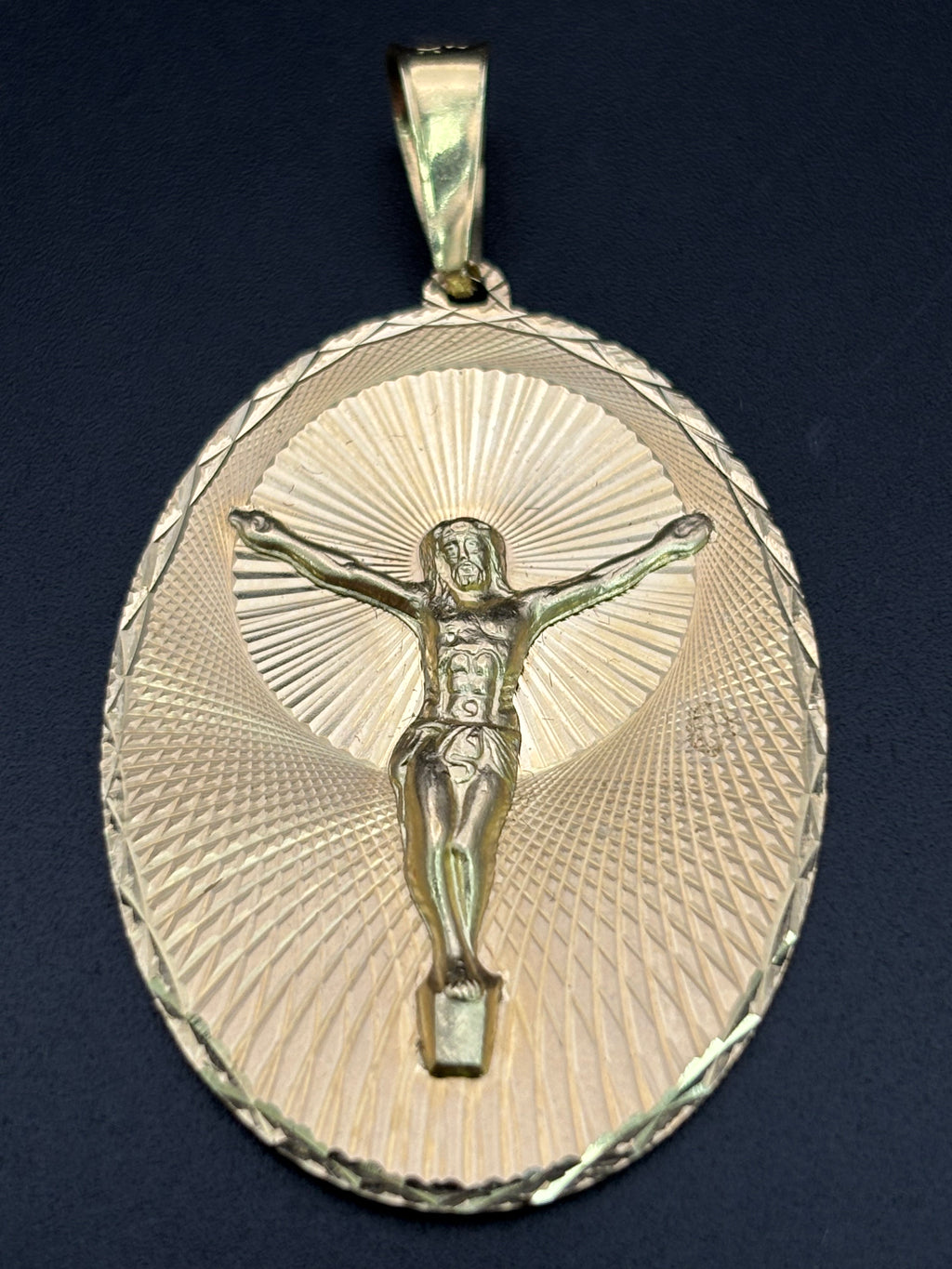 14k Solid Gold Pendant Jesus Christ Cross