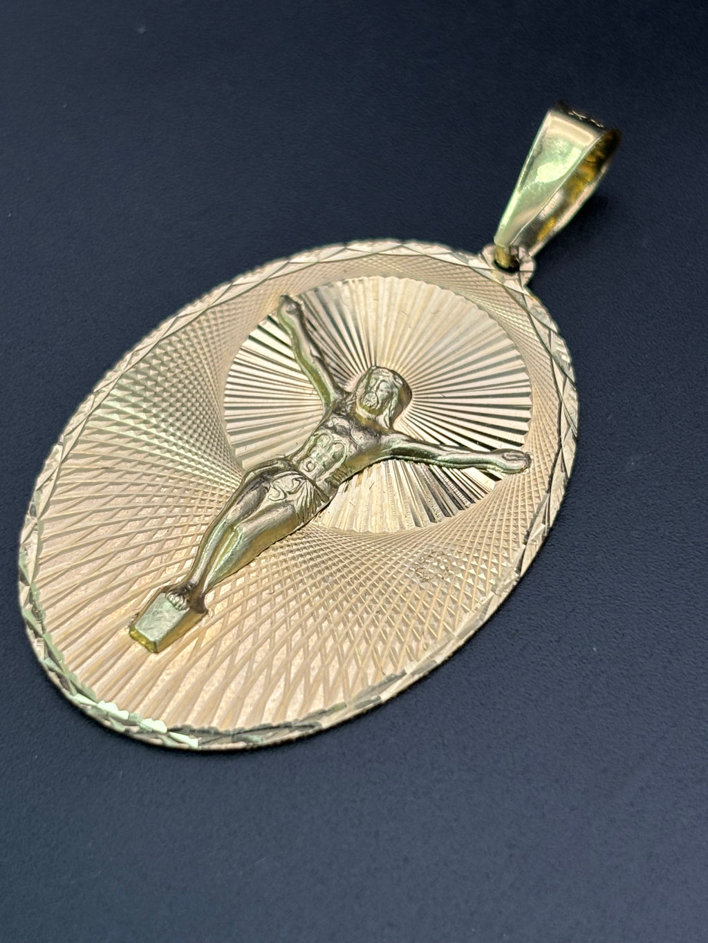 14k Solid Gold Pendant Jesus Christ Cross