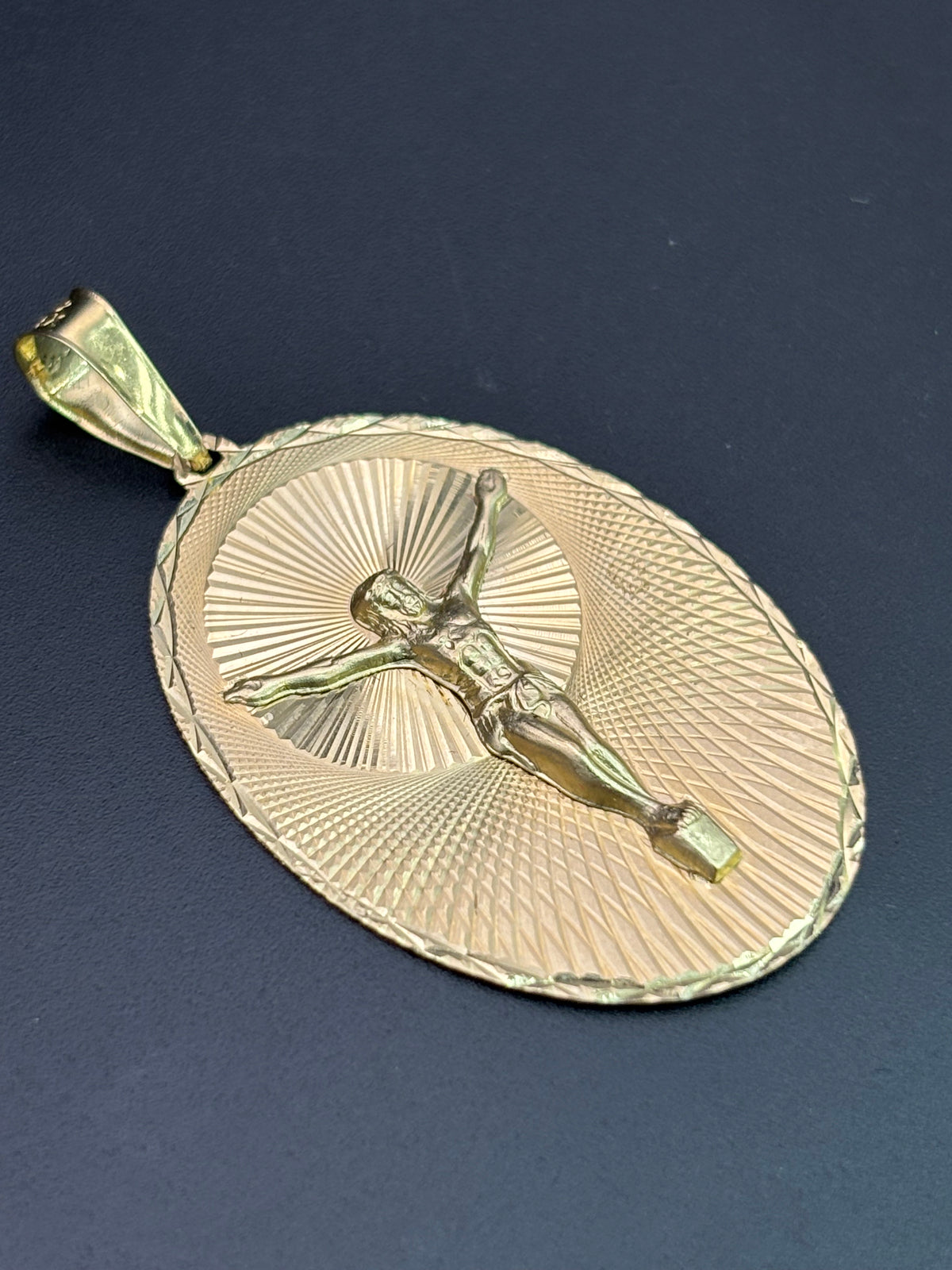 14k Solid Gold Pendant Jesus Christ Cross