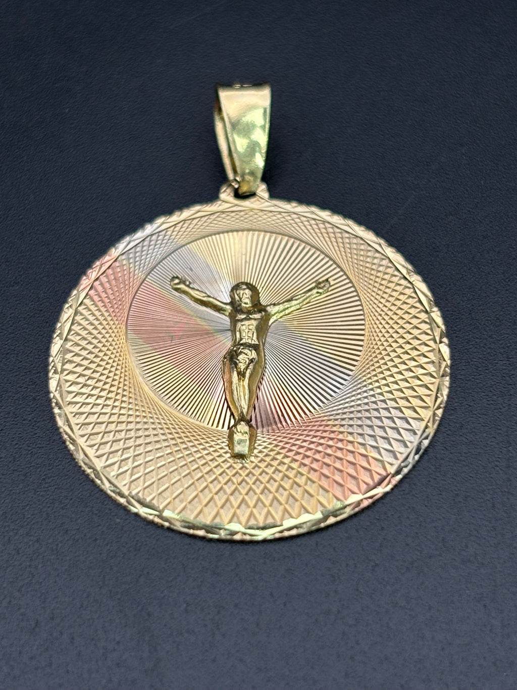 14k Solid Gold Pendant Jesus Christ Cross