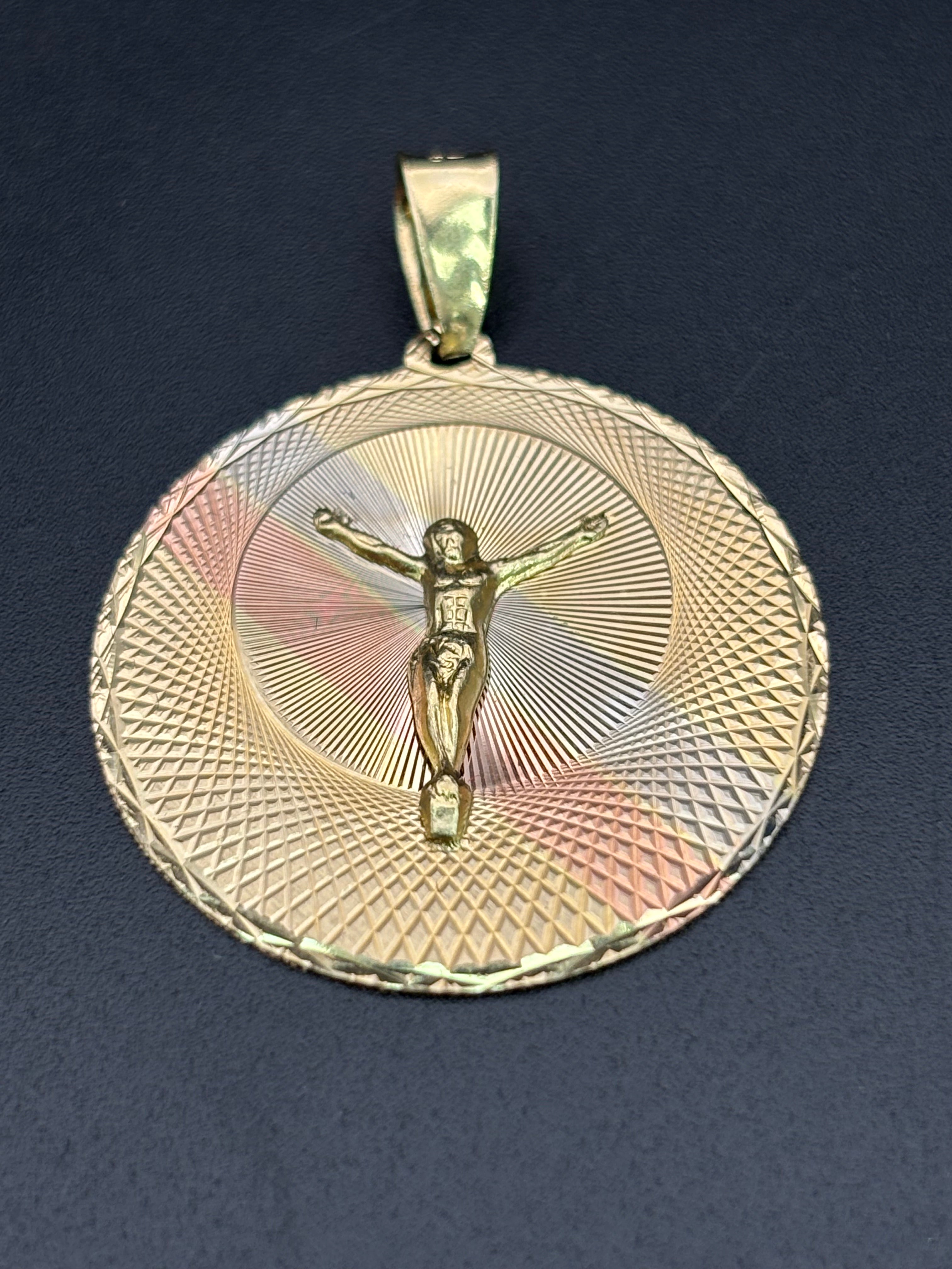 14k Solid Gold Pendant Jesus Christ Cross