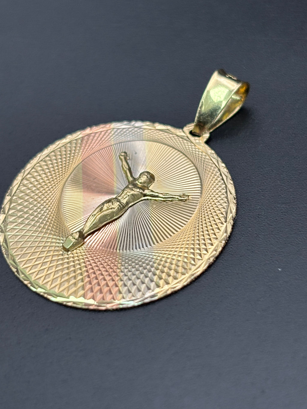14k Solid Gold Pendant Jesus Christ Cross