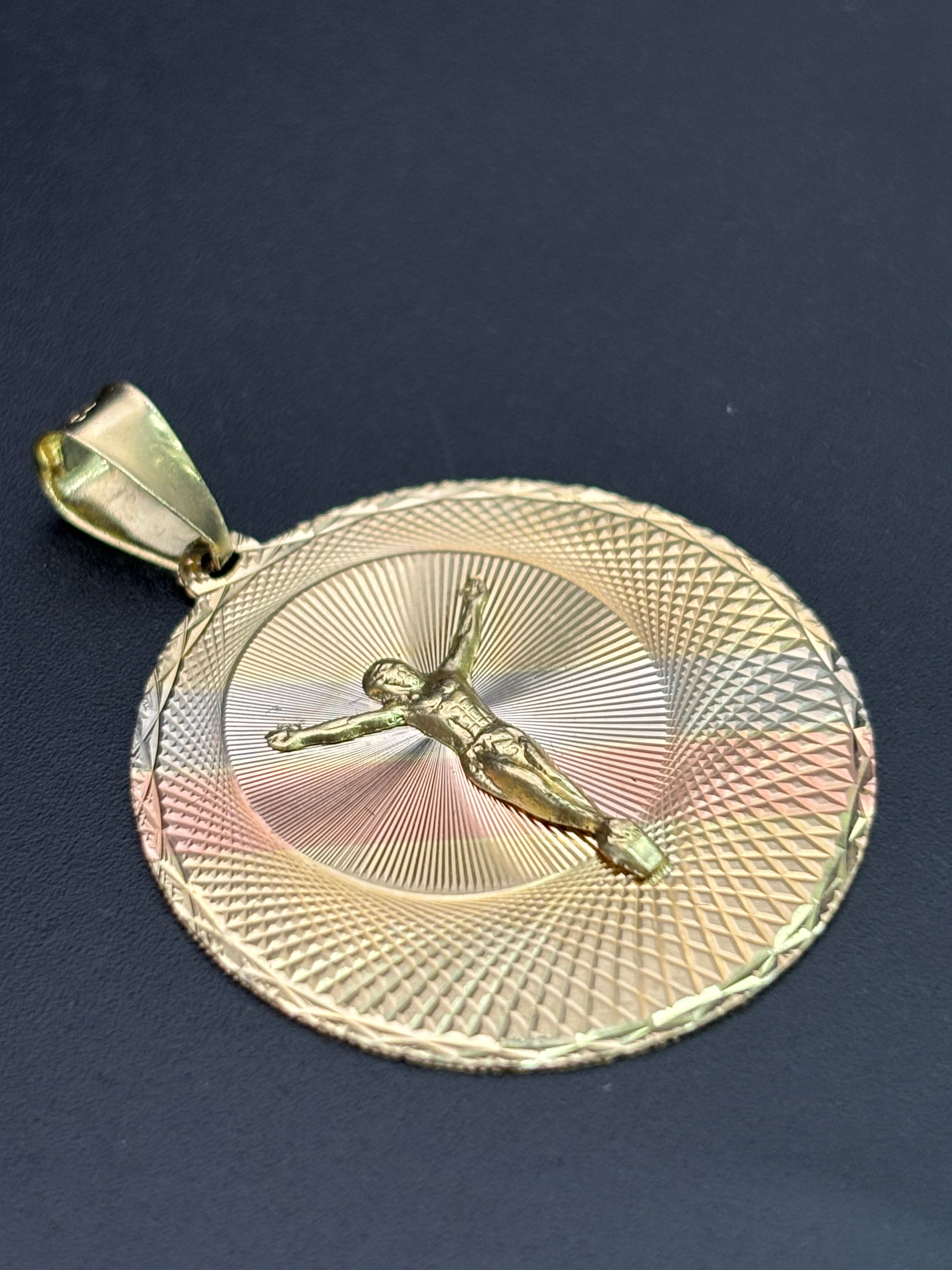 14k Solid Gold Pendant Jesus Christ Cross