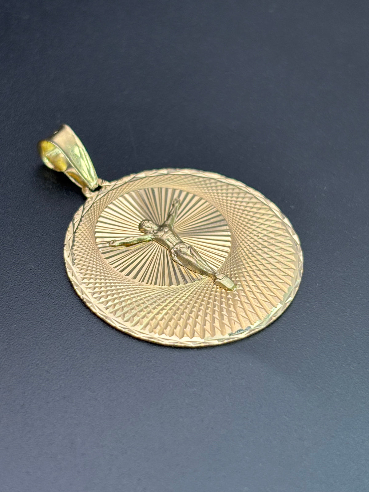 14k Solid Gold Pendant Jesus Christ Cross