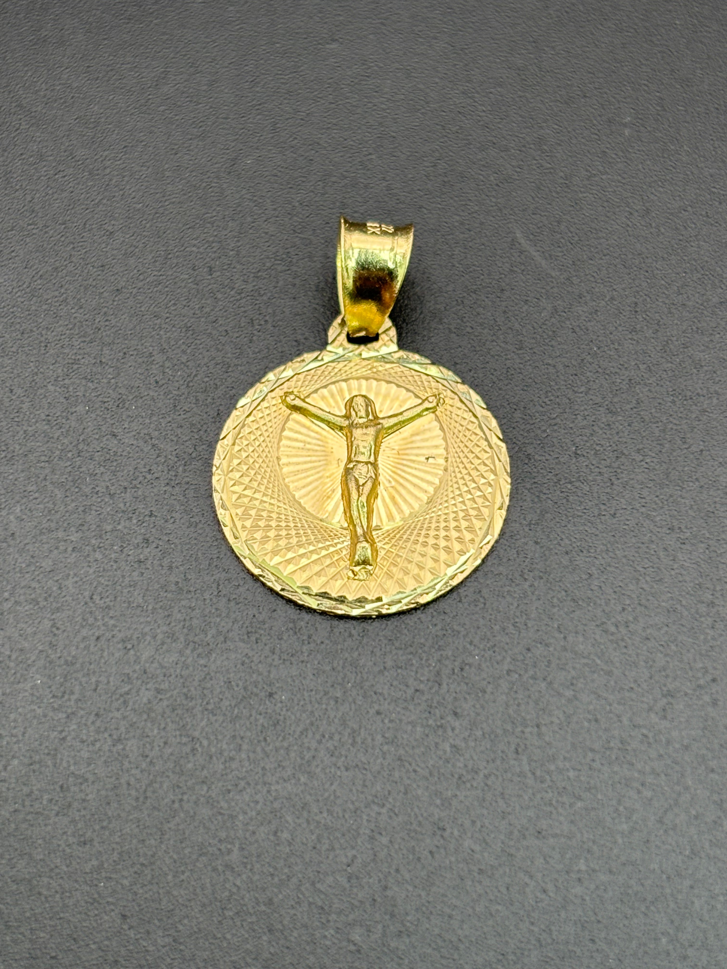14k Solid Gold Pendant Jesus Christ Cross