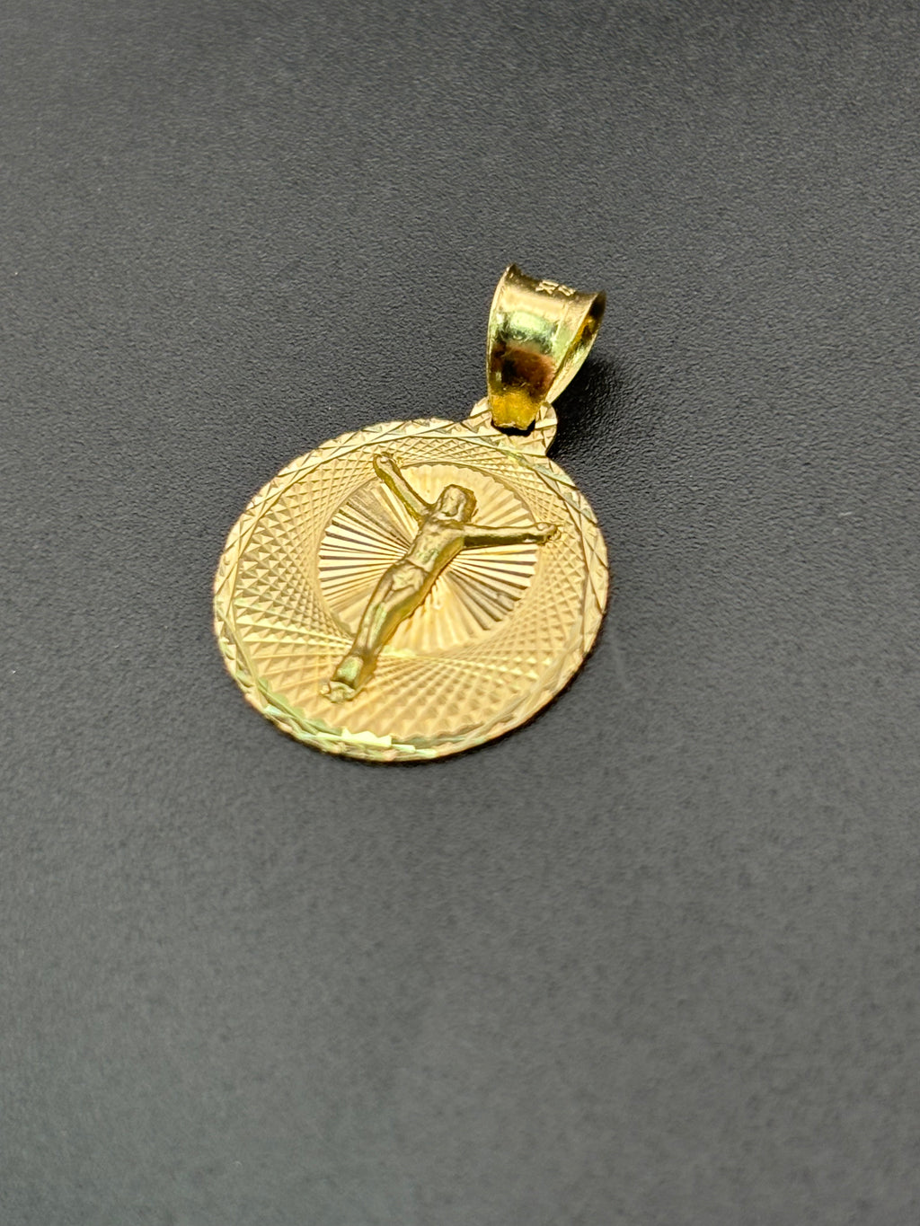 14k Solid Gold Pendant Jesus Christ Cross
