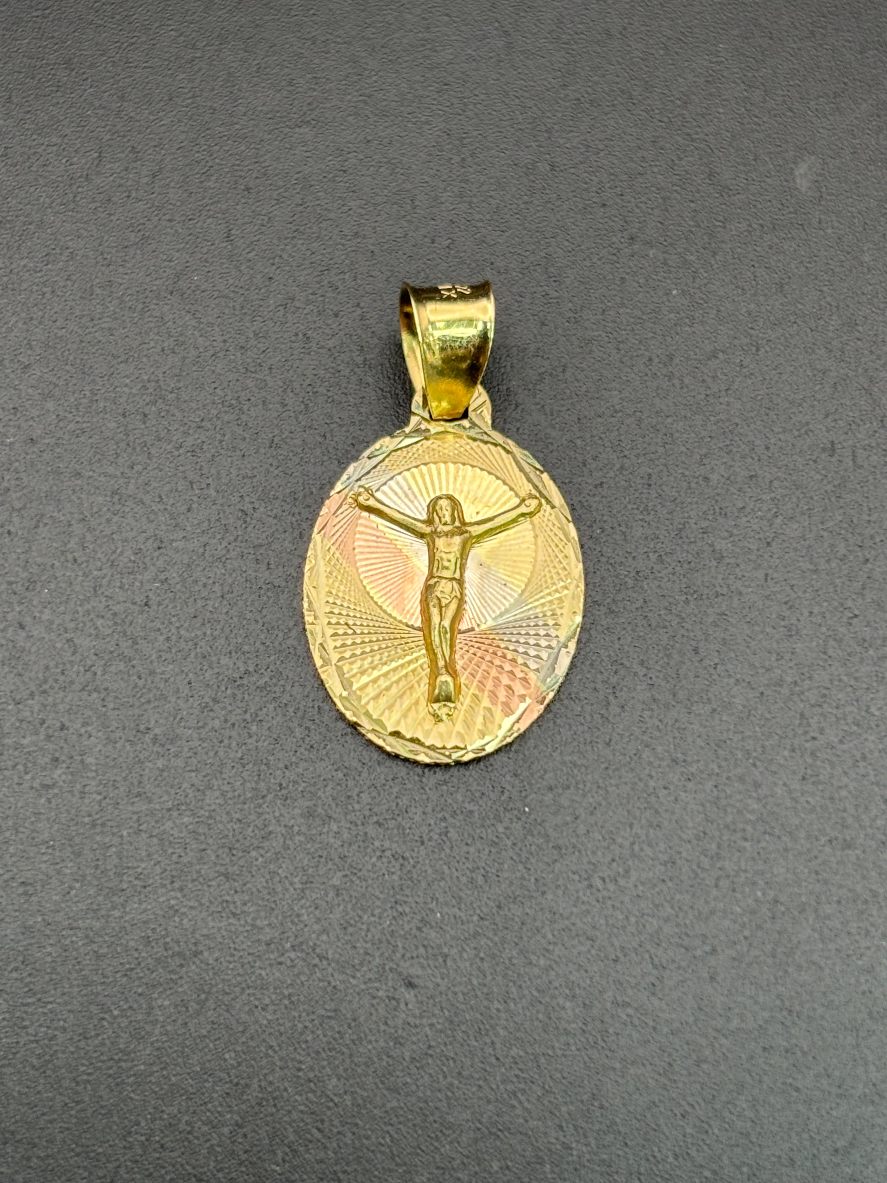 14k Solid Gold Pendant Jesus Christ Cross