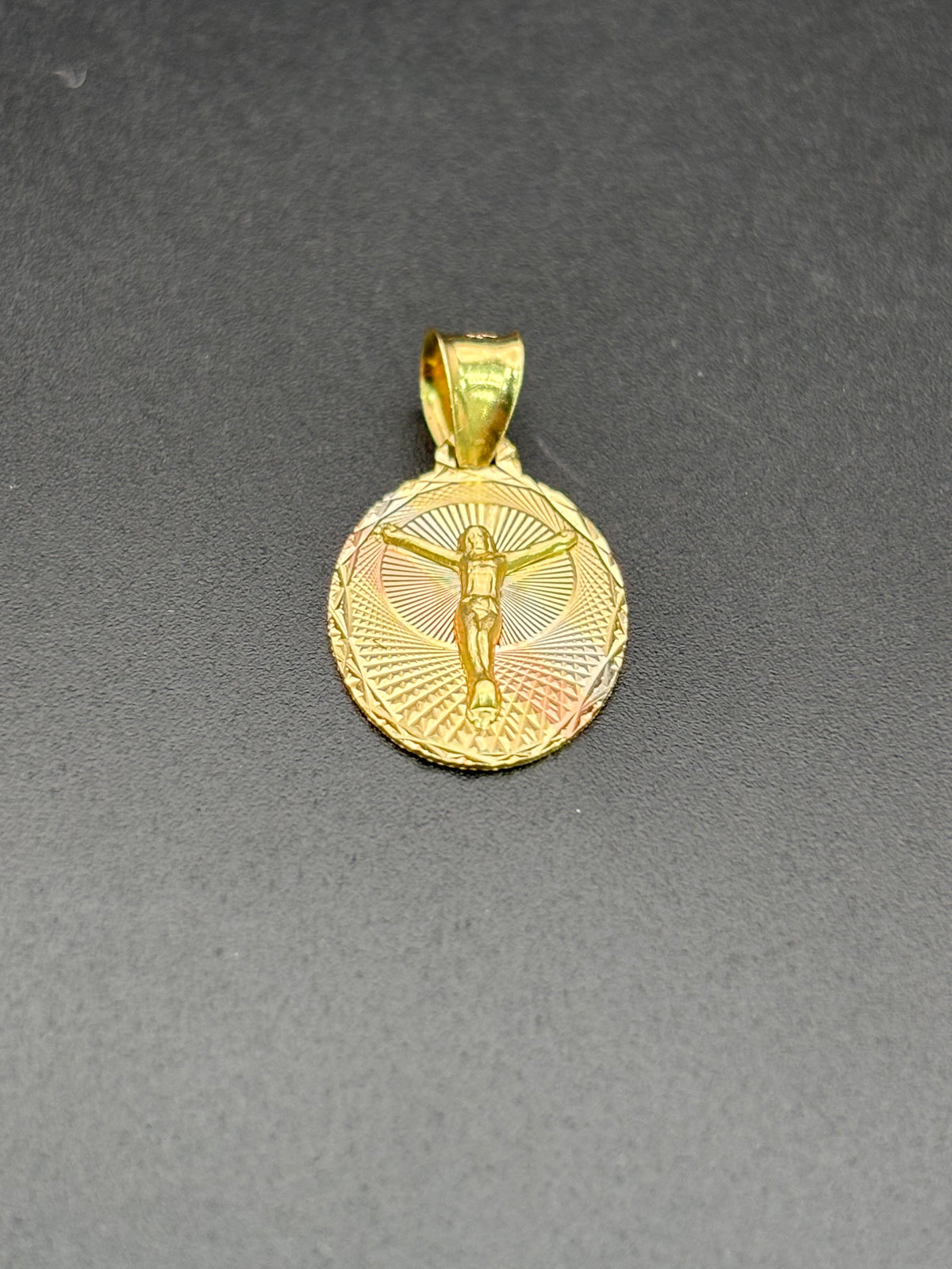 14k Solid Gold Pendant Jesus Christ Cross