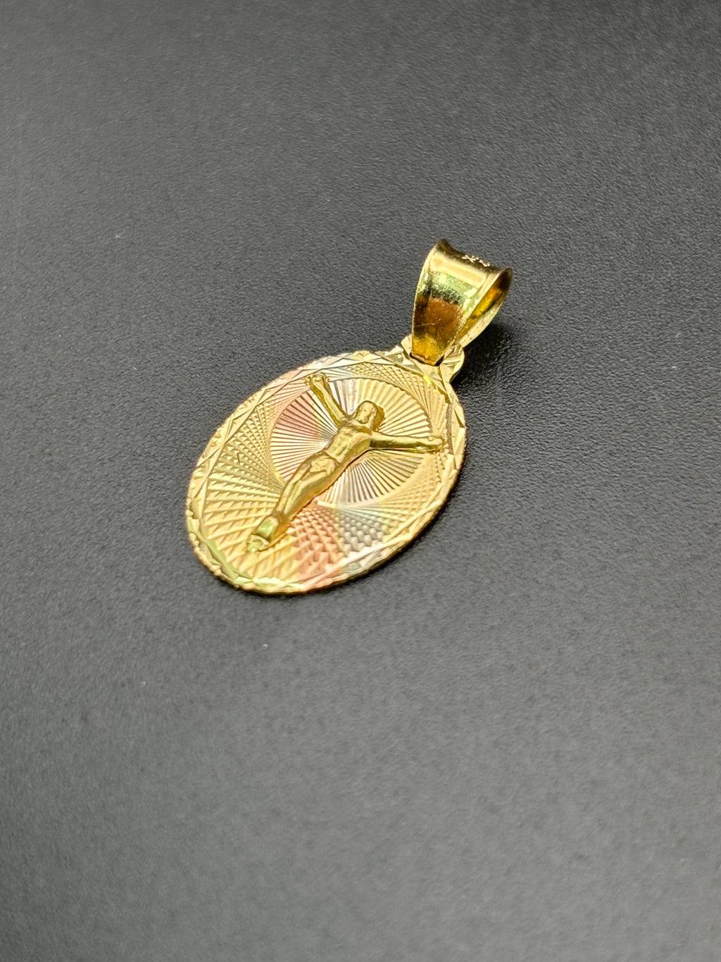 14k Solid Gold Pendant Jesus Christ Cross