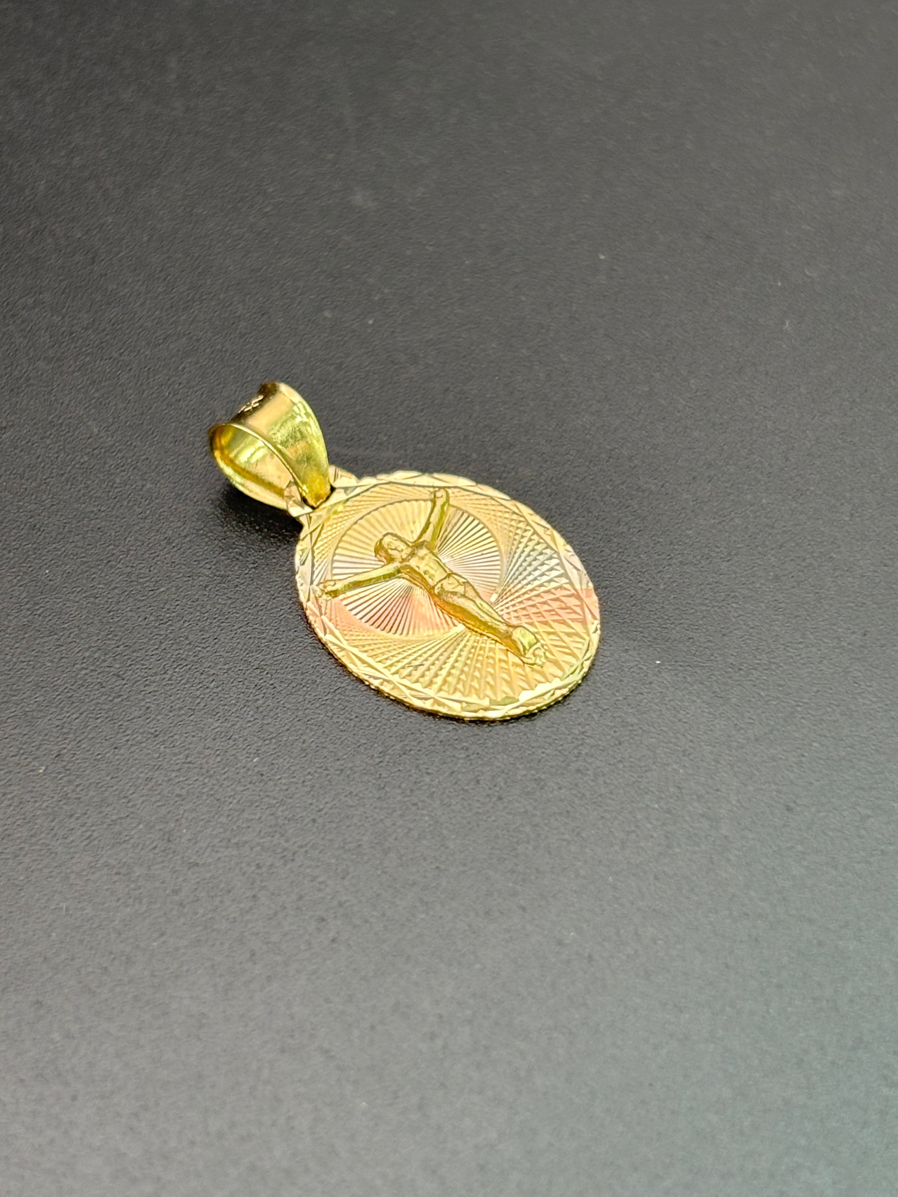 14k Solid Gold Pendant Jesus Christ Cross