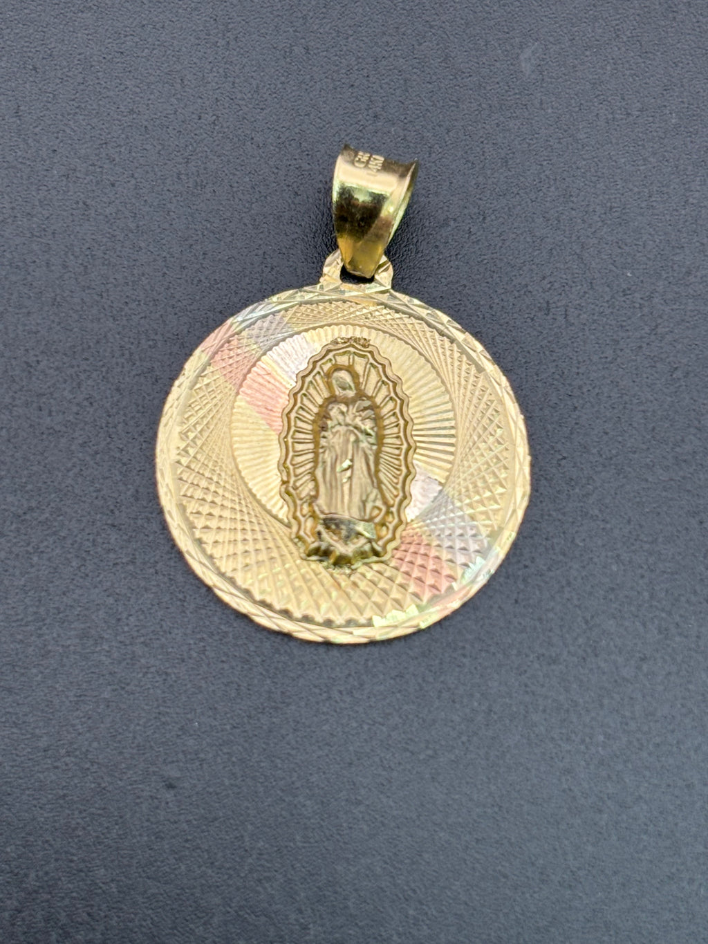 14k Solid Gold Pendant Virgin Mary